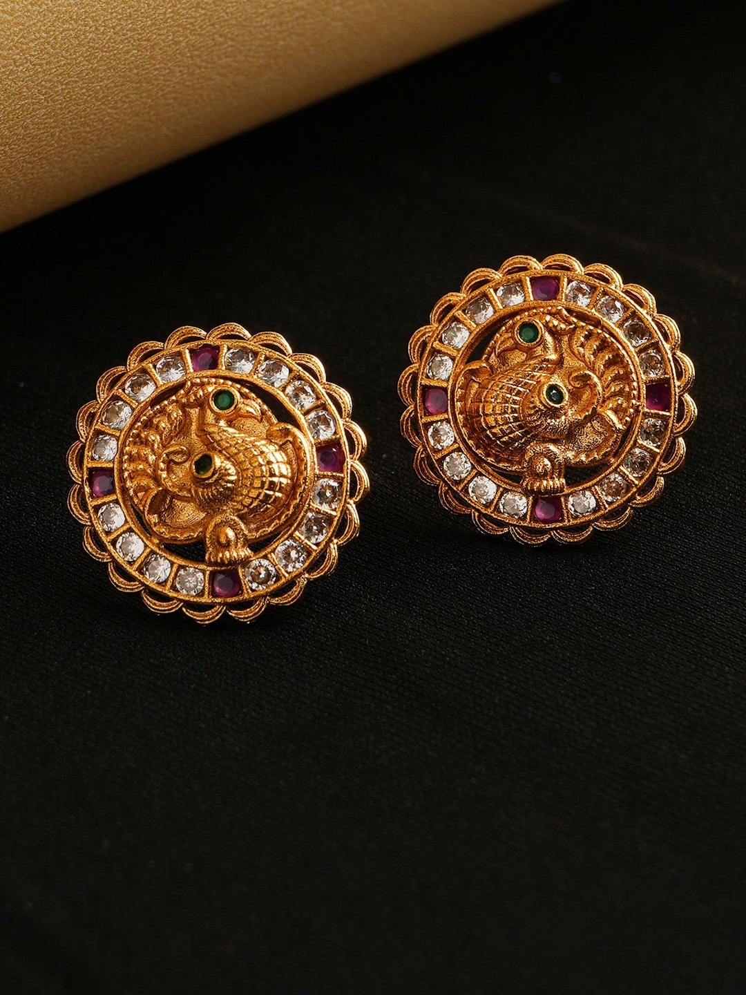 

Vriksham Brass-Plated Contemporary Studs Earrings, Gold