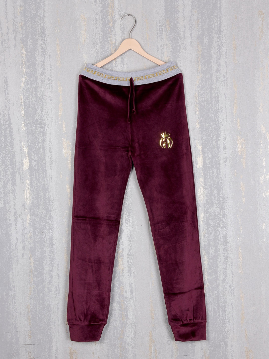 

Albion Girls Regular Fit Mid-Rise Velvet Joggers, Maroon