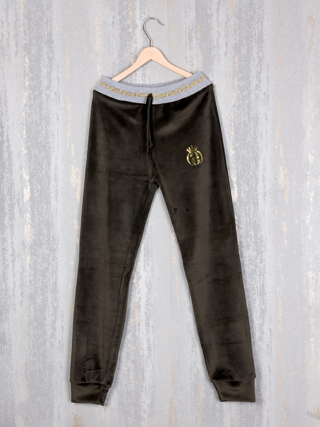 

Albion Girls Regular Fit Mid-Rise Velvet Joggers, Olive