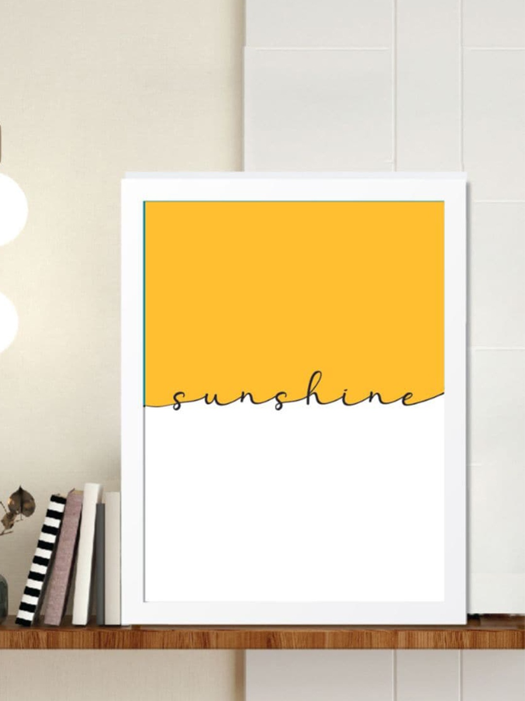 

Gathari Yellow & White Sunshine Printed Motivational Wooden Table Top Photo Frame