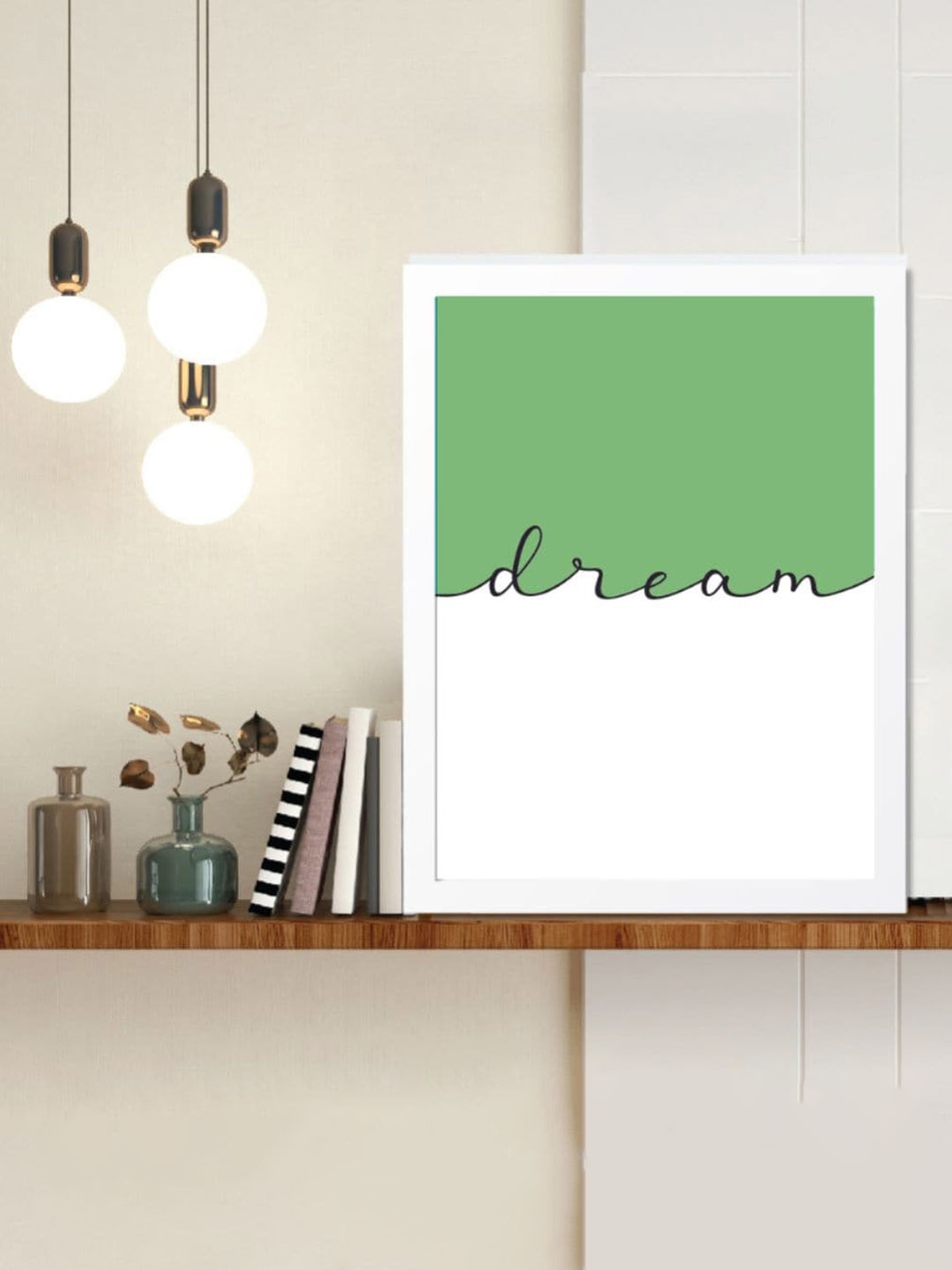 

Gathari Green & White Dream Printed Motivational Wooden Table Top Photo Frame