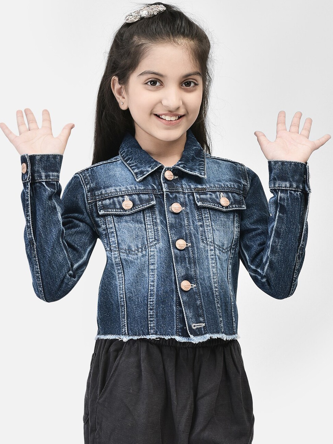 

Crimsoune Club Girls Washed Denim Jacket, Blue