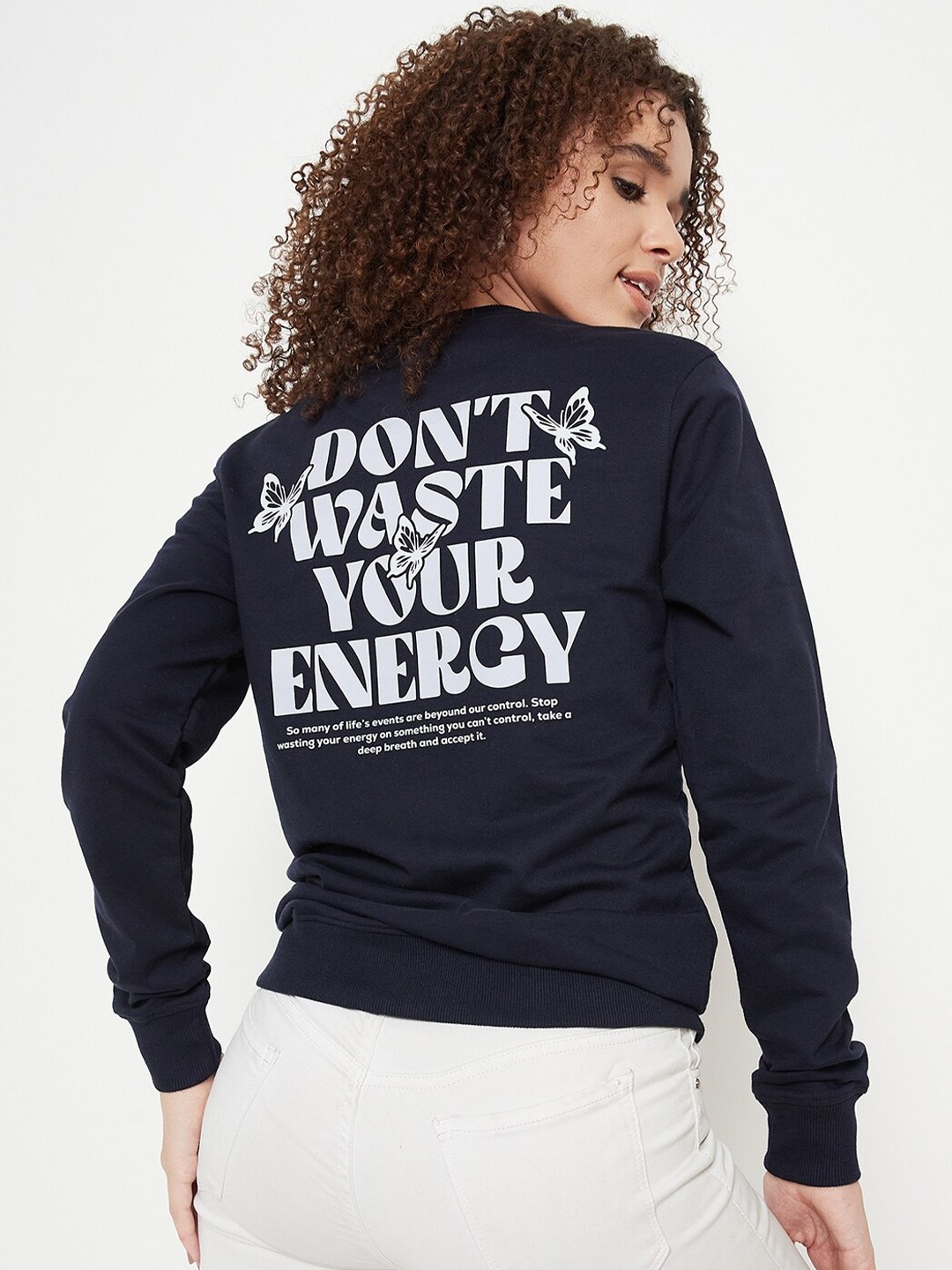 

Mast & Harbour Navy Blue Typography Printed Sweatshirt