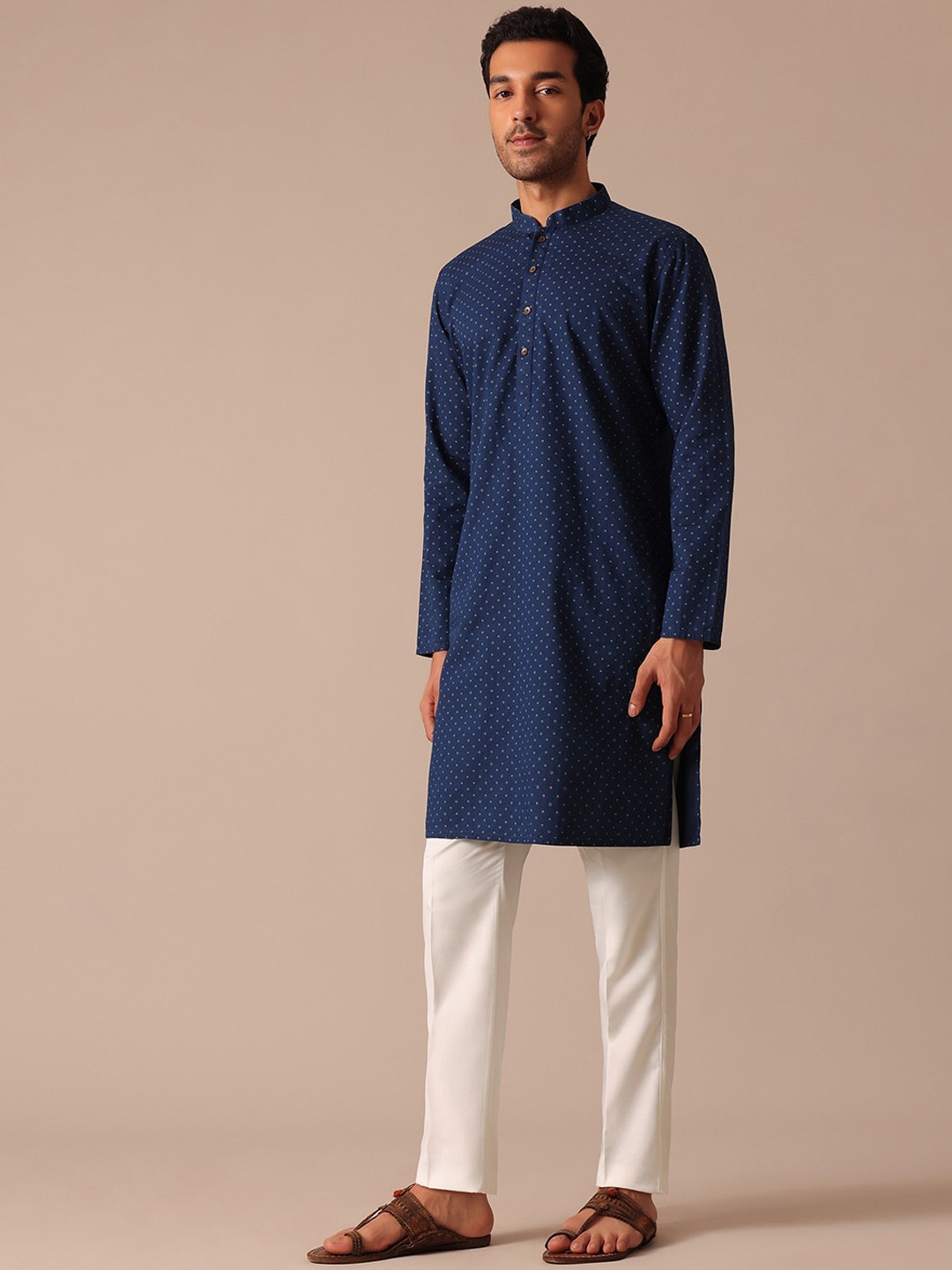 

KALKI Fashion Ethnic Motifs Printed Straight Kurta With Pyjamas, Blue