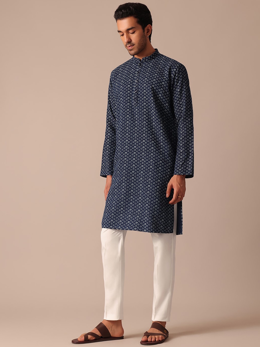 

KALKI Fashion Ethnic Motifs Printed Kurta With Trousers, Blue