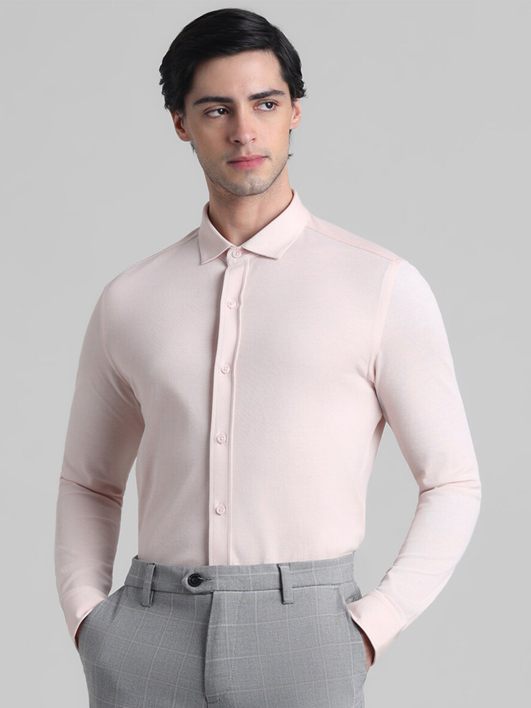 

Jack & Jones Slim Fit Spread Collar Pure Cotton Formal Shirt, Pink