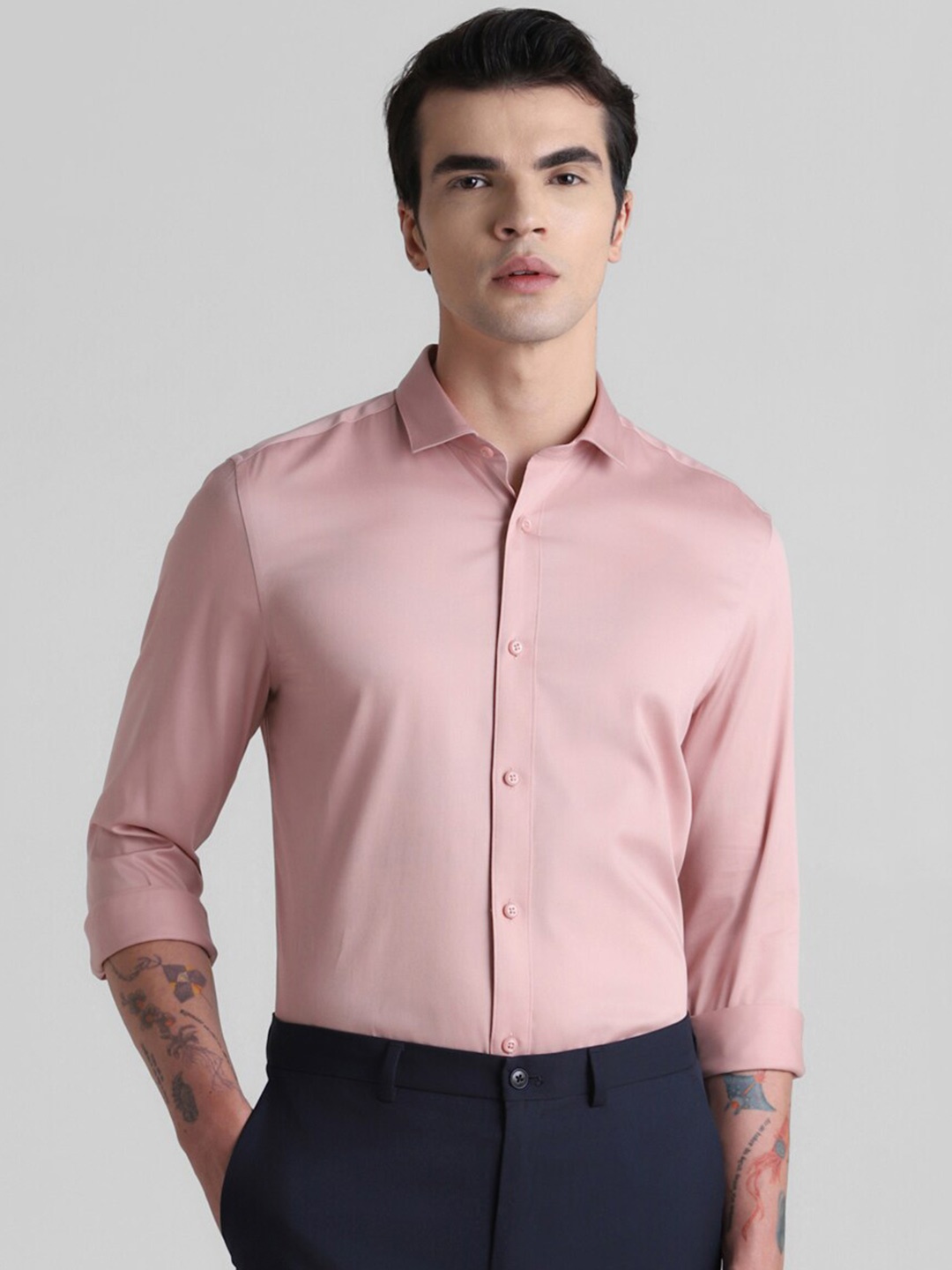 

Jack & Jones Slim Fit Opaque Pure Cotton Casual Shirt, Pink