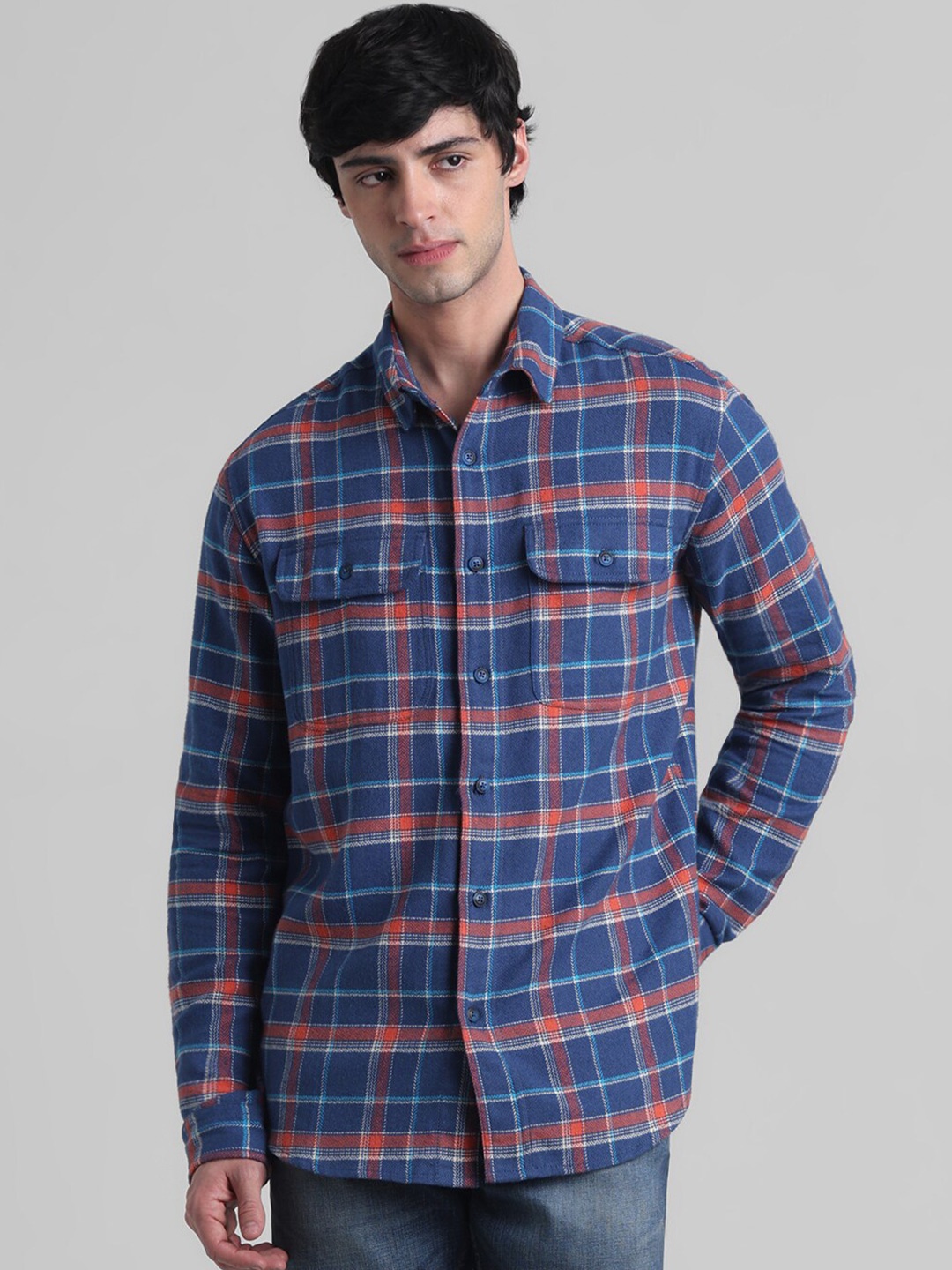 

Jack & Jones Tartan Checks Opaque Pure Cotton Casual Shirt, Blue