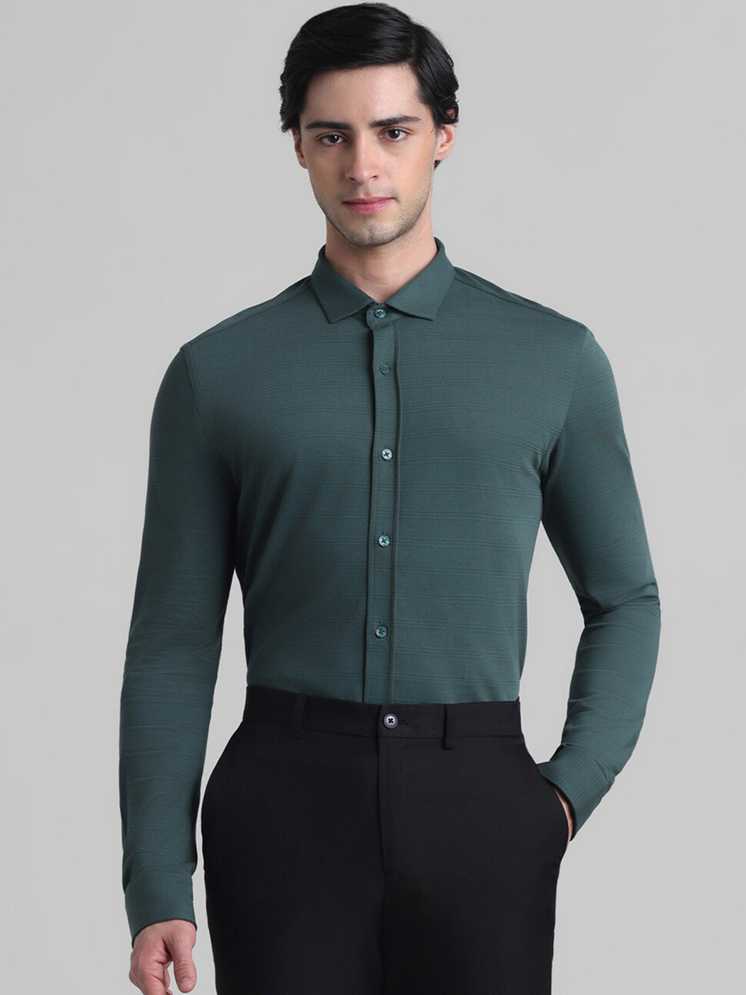 

Jack & Jones Slim Fit Opaque Pure Cotton Casual Shirt, Green