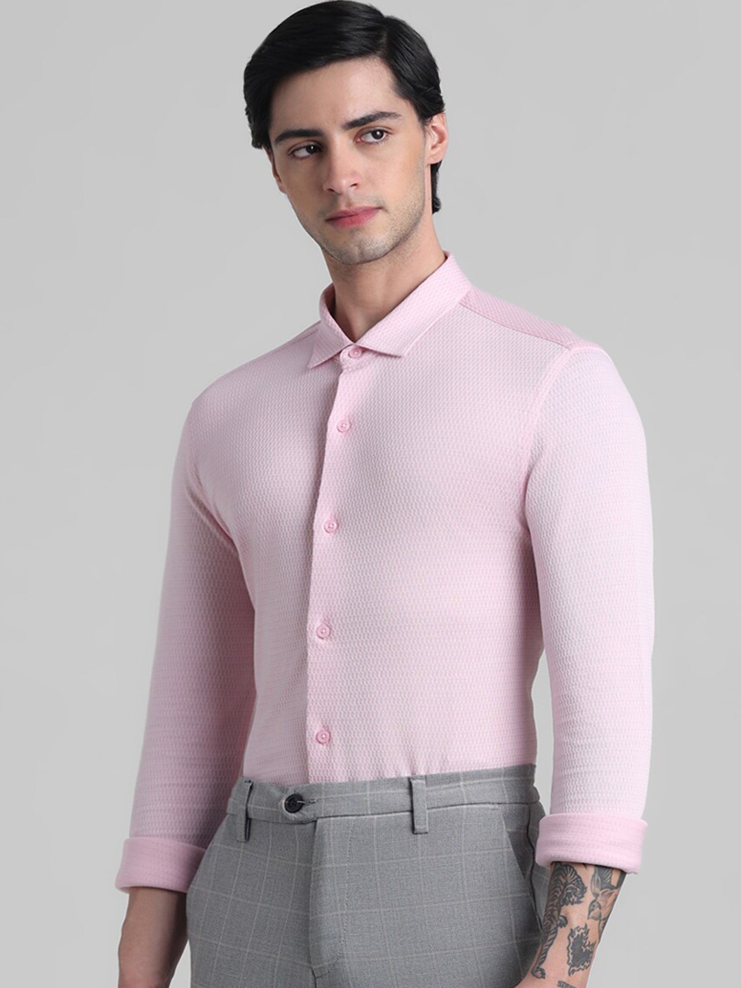 

Jack & Jones Slim Fit Opaque Pure Cotton Casual Shirt, Pink