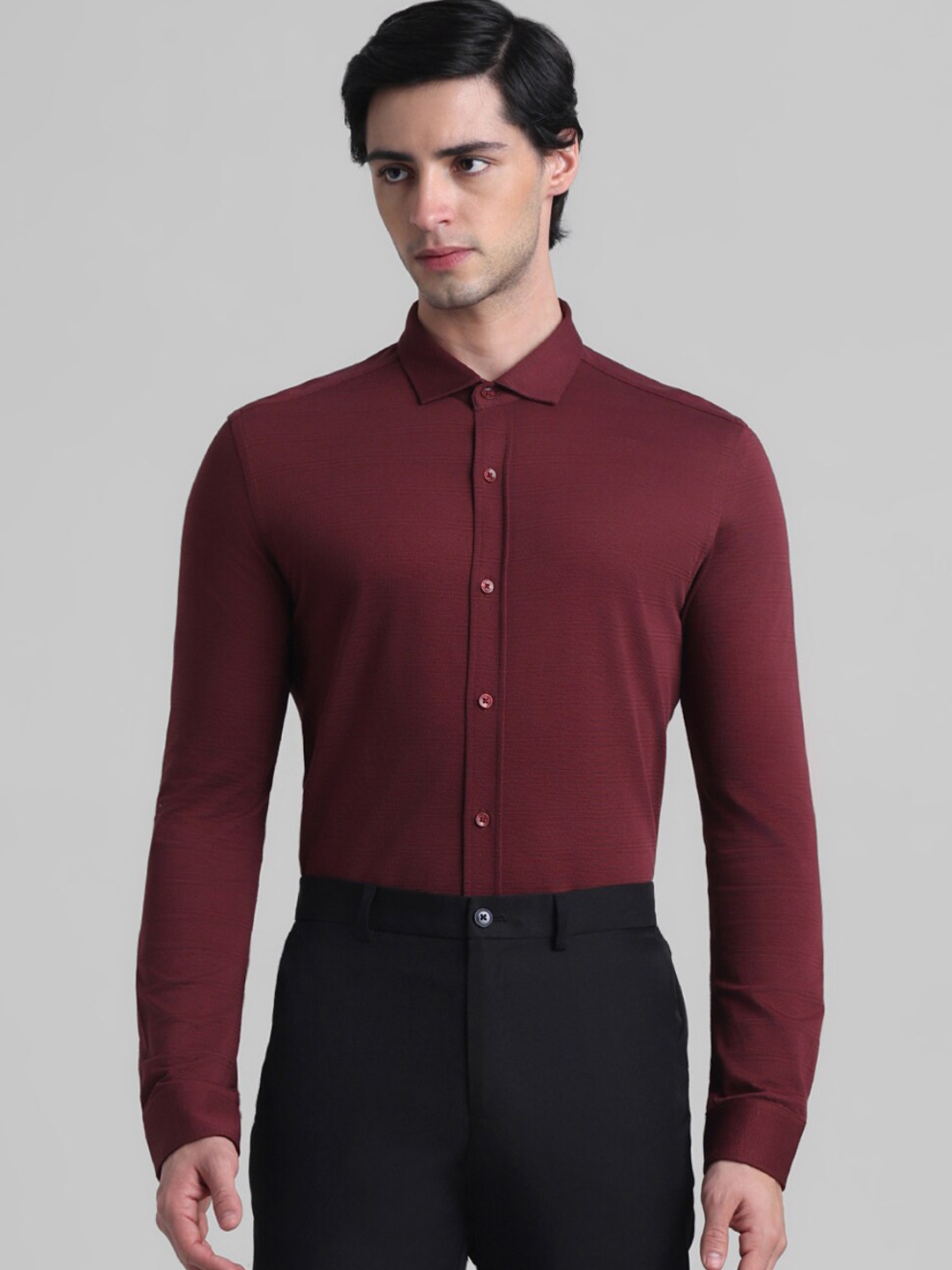 

Jack & Jones Cotton Slim Fit Opaque Formal Shirt, Maroon