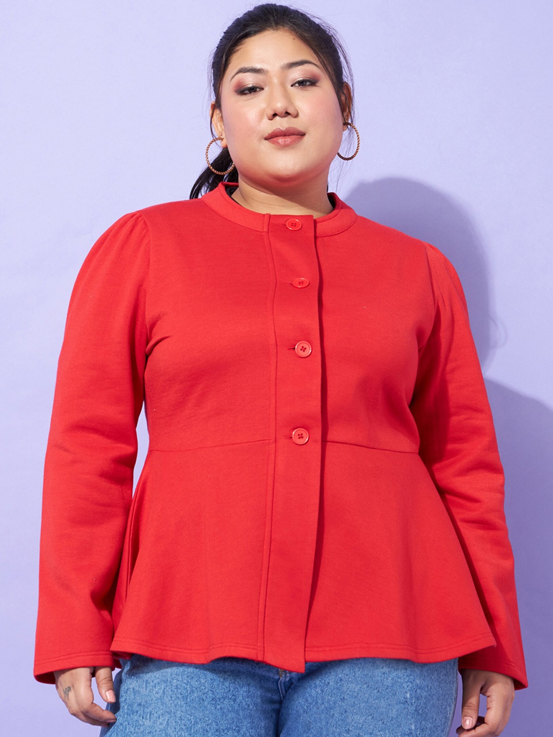 

SASSAFRAS Curve Plus Size Red Tailored Jacket