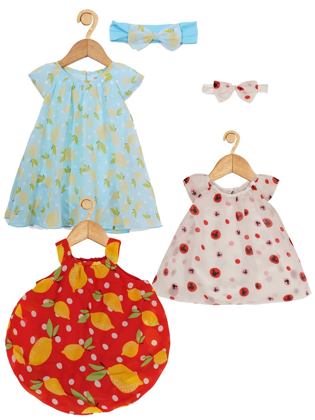

Creative Kids Infant Girls Pack Of 3 Floral Printed Romper Dress, Green