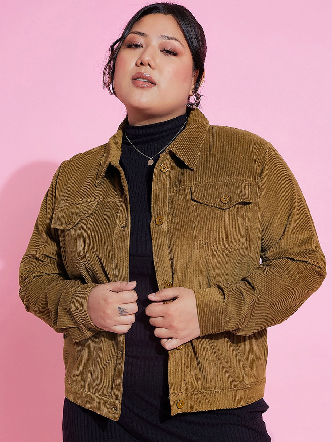 SASSAFRAS Curve Striped Corduroy Jacket, Brown