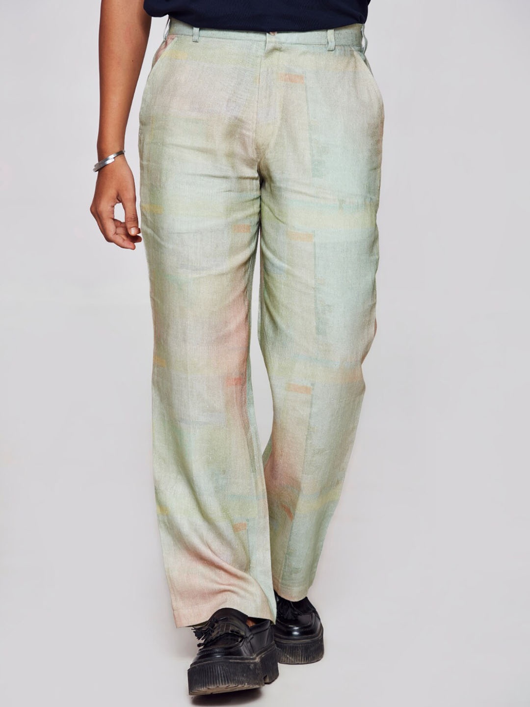 

ADDY'S for men Mid-Rise Linen Trousers, Olive