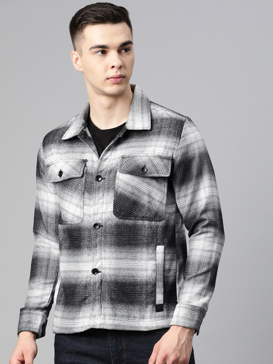 

Pierre Carlo Men Checked Open Front Jacket, White