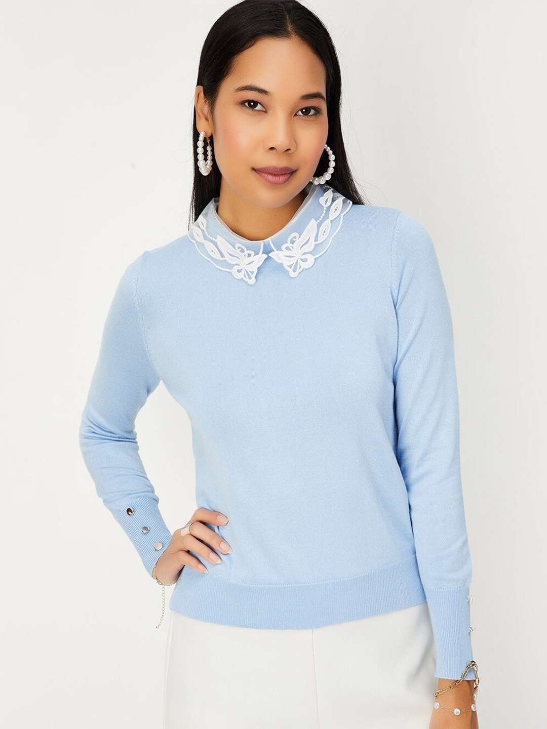 

max Round Neck Pullover, Blue