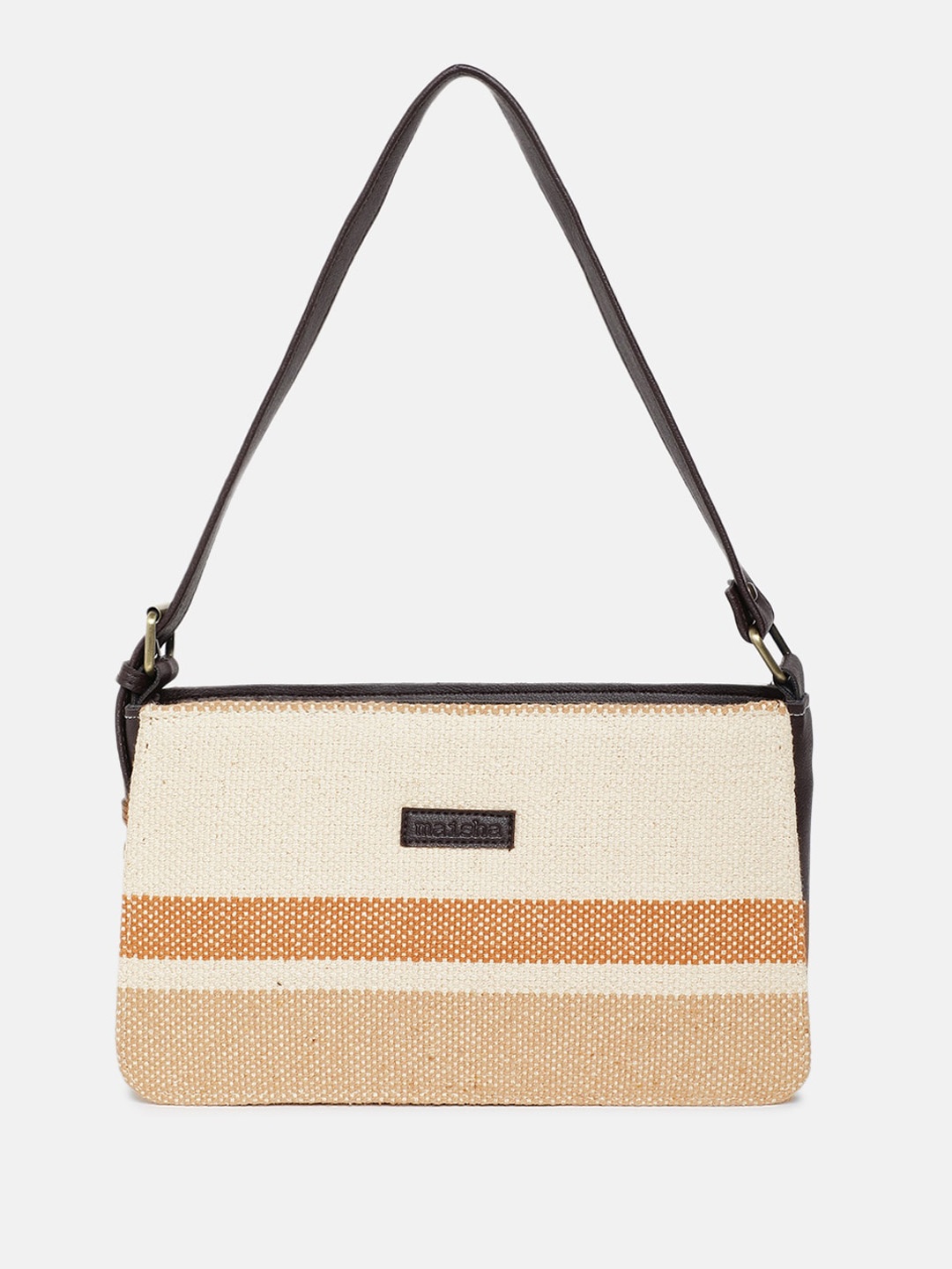 

Maisha Colourblocked Fabric Shoulder Bag, Beige