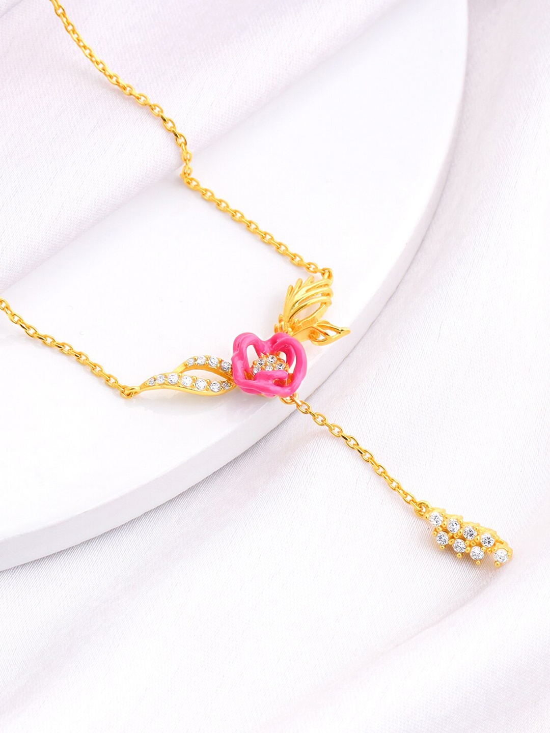 

GIVA Sterling Silver Gold-Plated Stone Studded Chain