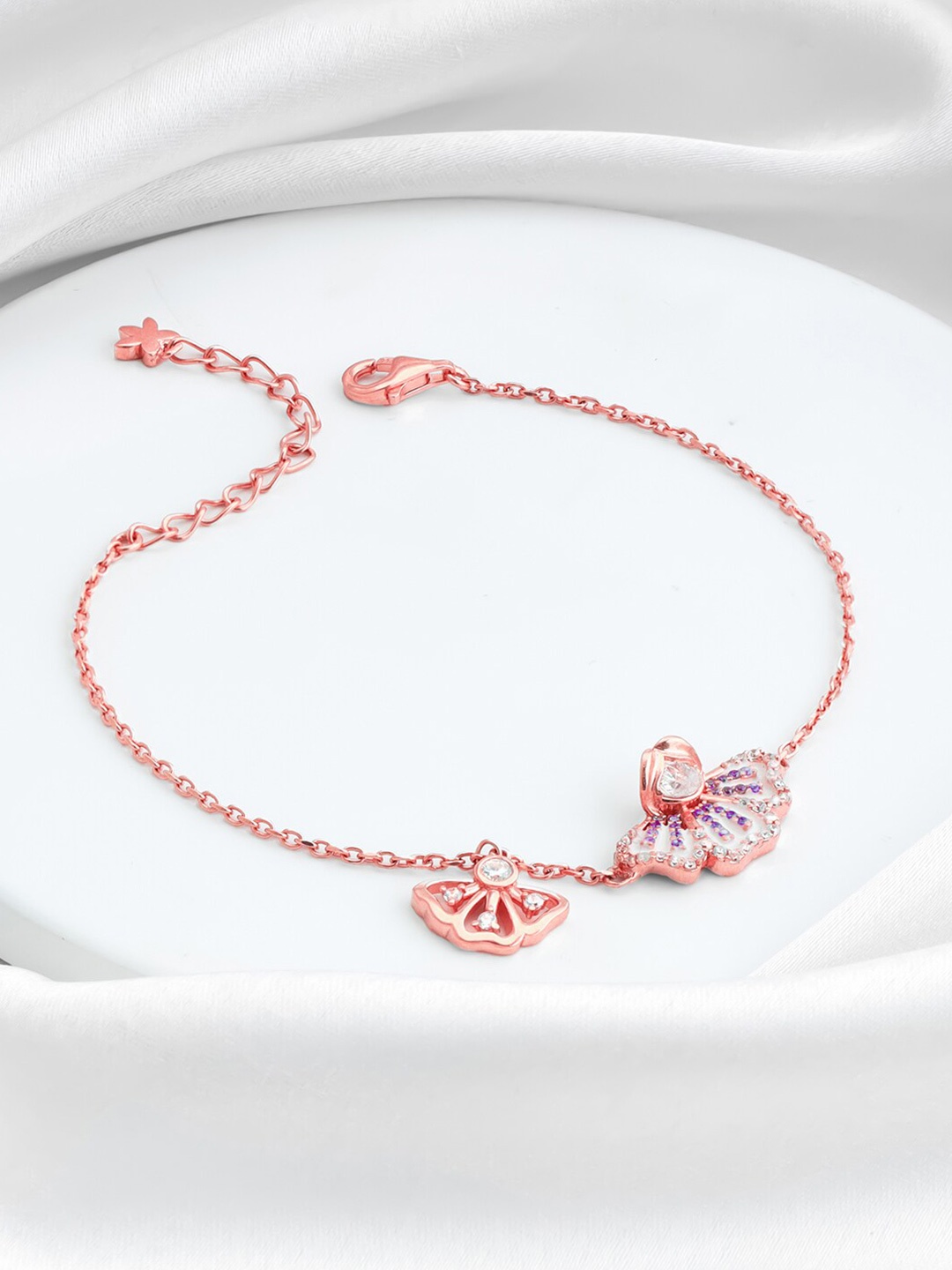 

GIVA Rose Gold-Plated Stone-Studded 925 Sterling Silver Link Bracelet