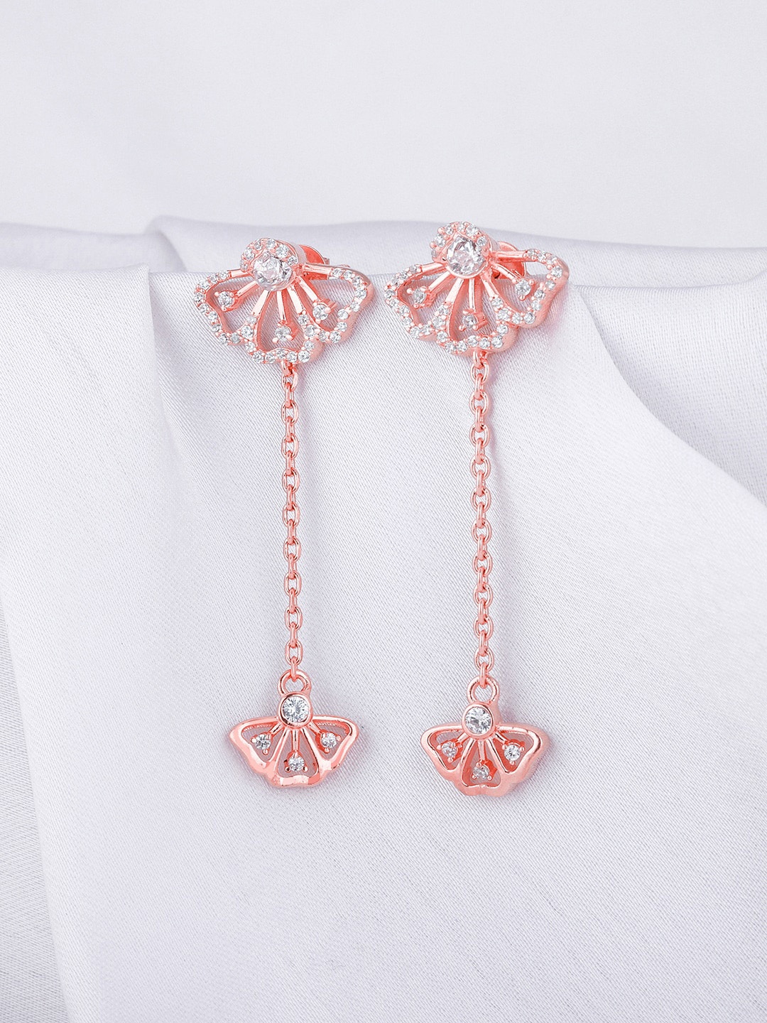 

GIVA Rose Gold-Plated Contemporary Zircon Studded 925 Sterling Silver Drop Earrings