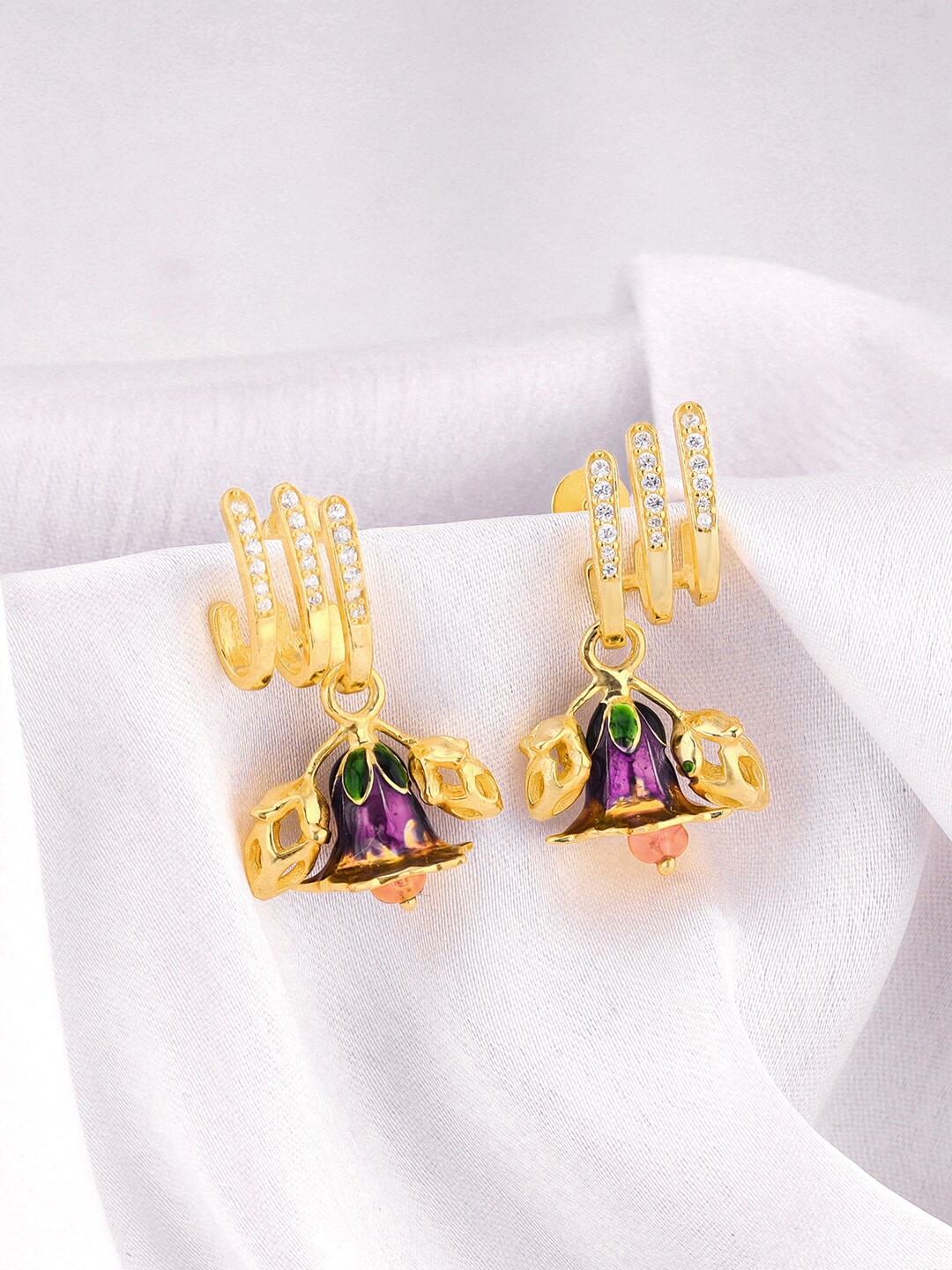 

GIVA Gold-Plated Contemporary Zircon Studded 925 Sterling Silver Drop Earrings