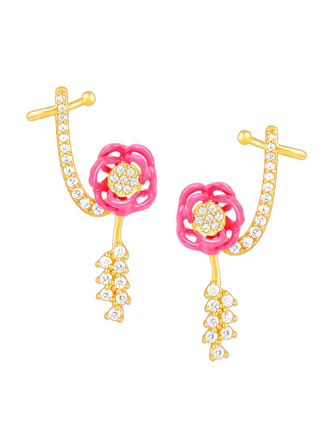 

GIVA Gold-Plated Contemporary Zircon Studded 925 Sterling Silver Ear Cuff Earrings