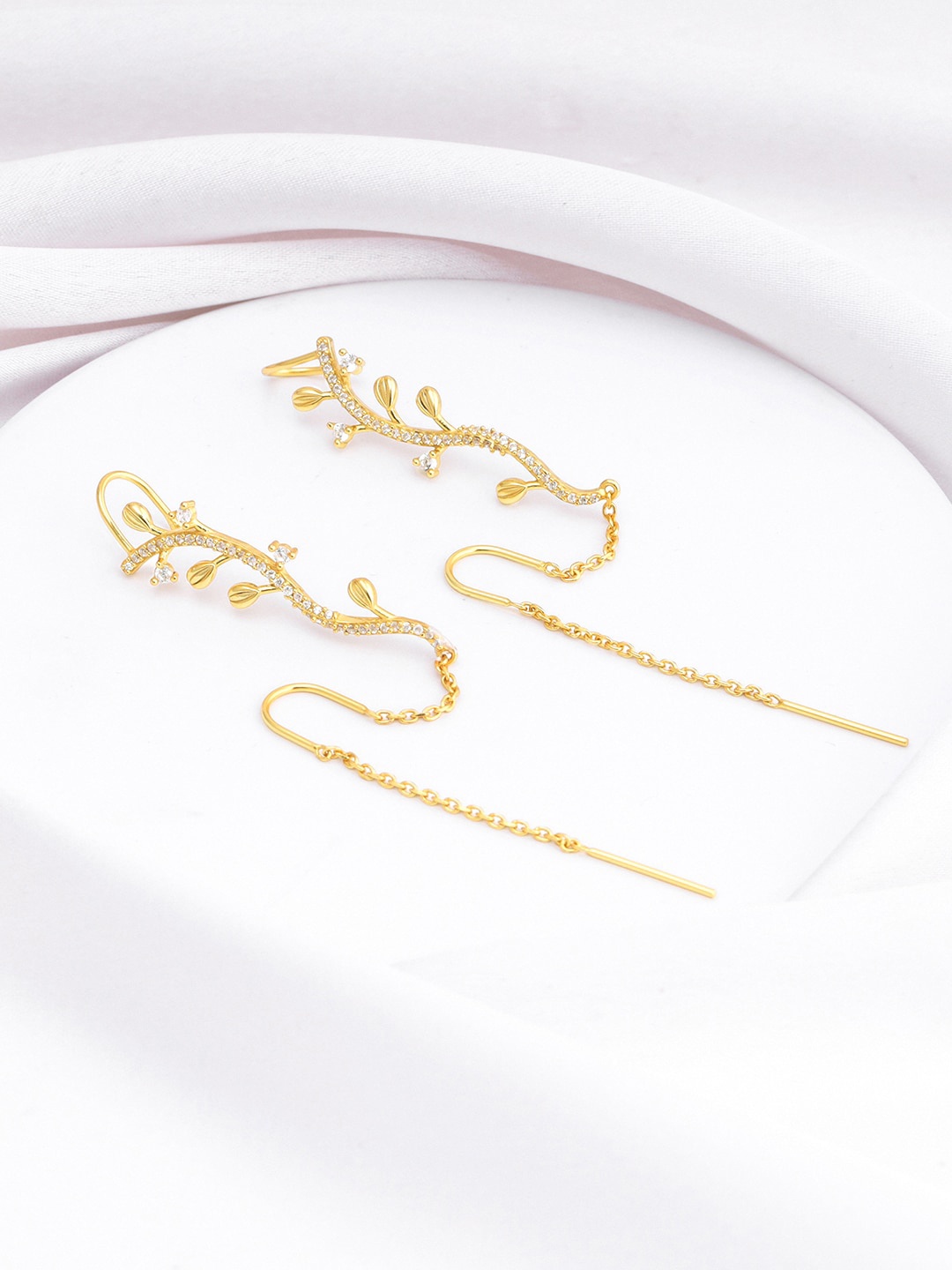 

GIVA Gold-Plated Contemporary Zircon Studded 925 Sterling Silver Ear Cuff Earrings