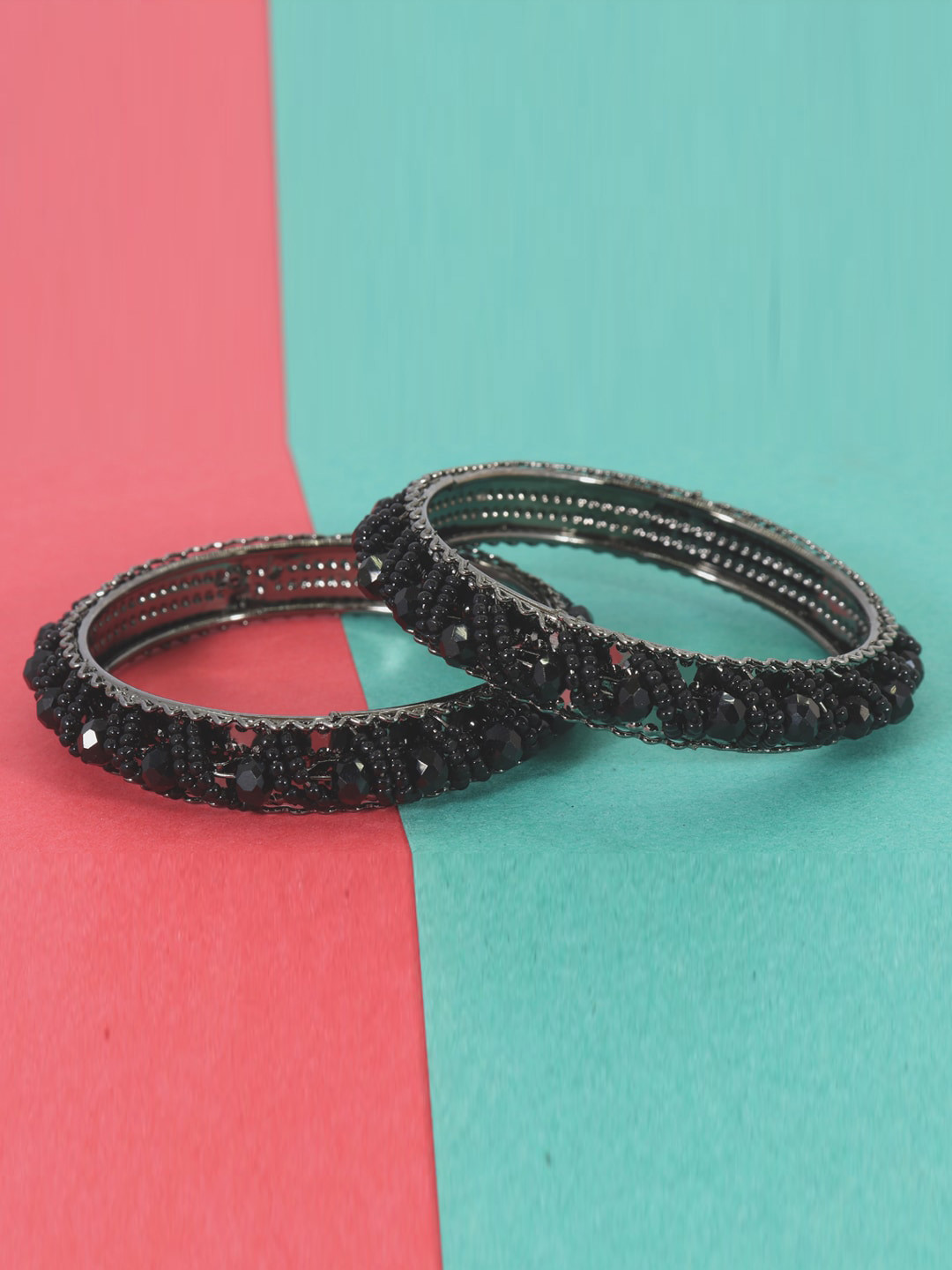 

NMII Set Of 2 Pearls Studded Bangles, Silver
