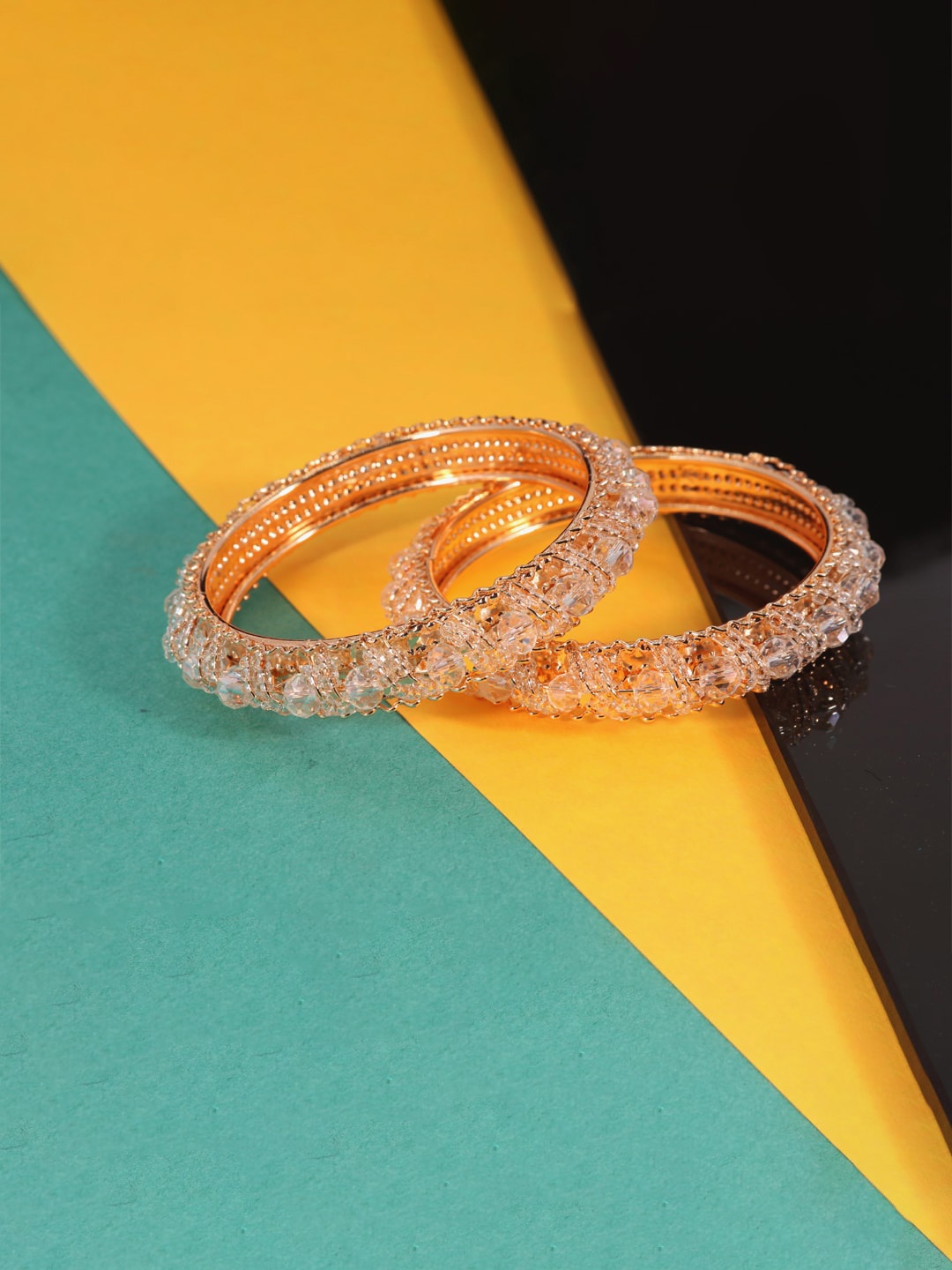 

NMII Set Of 2 Pearls Studded Bangles, Peach