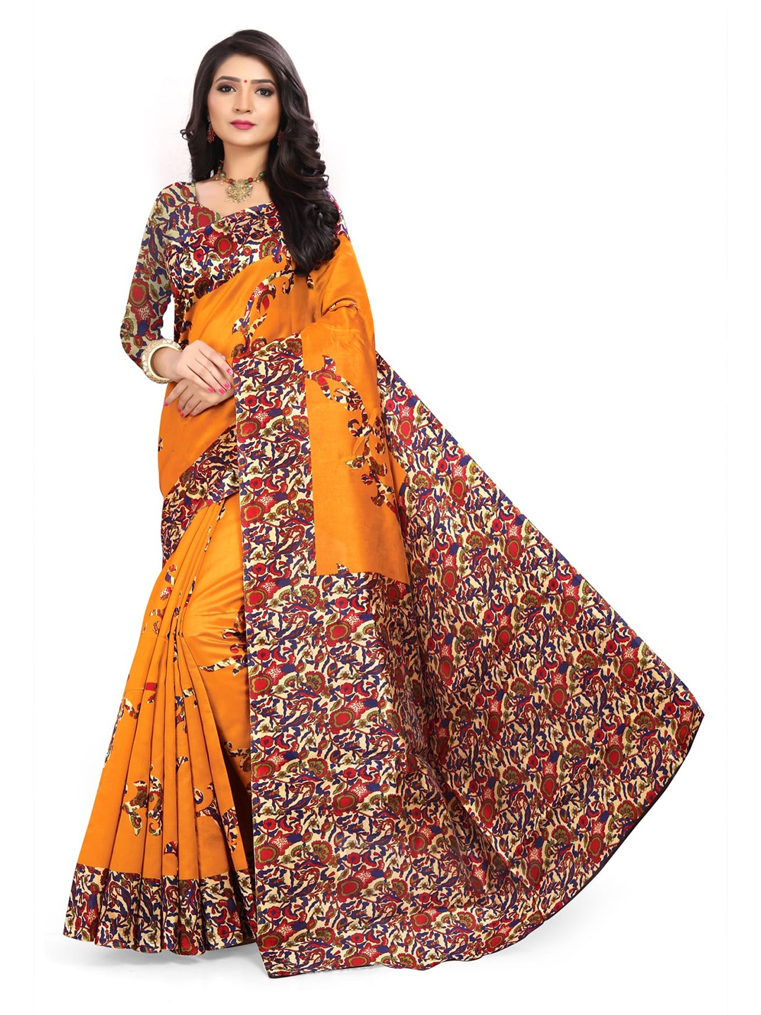 

Grubstaker Ethnic Motifs Printed Saree, Yellow