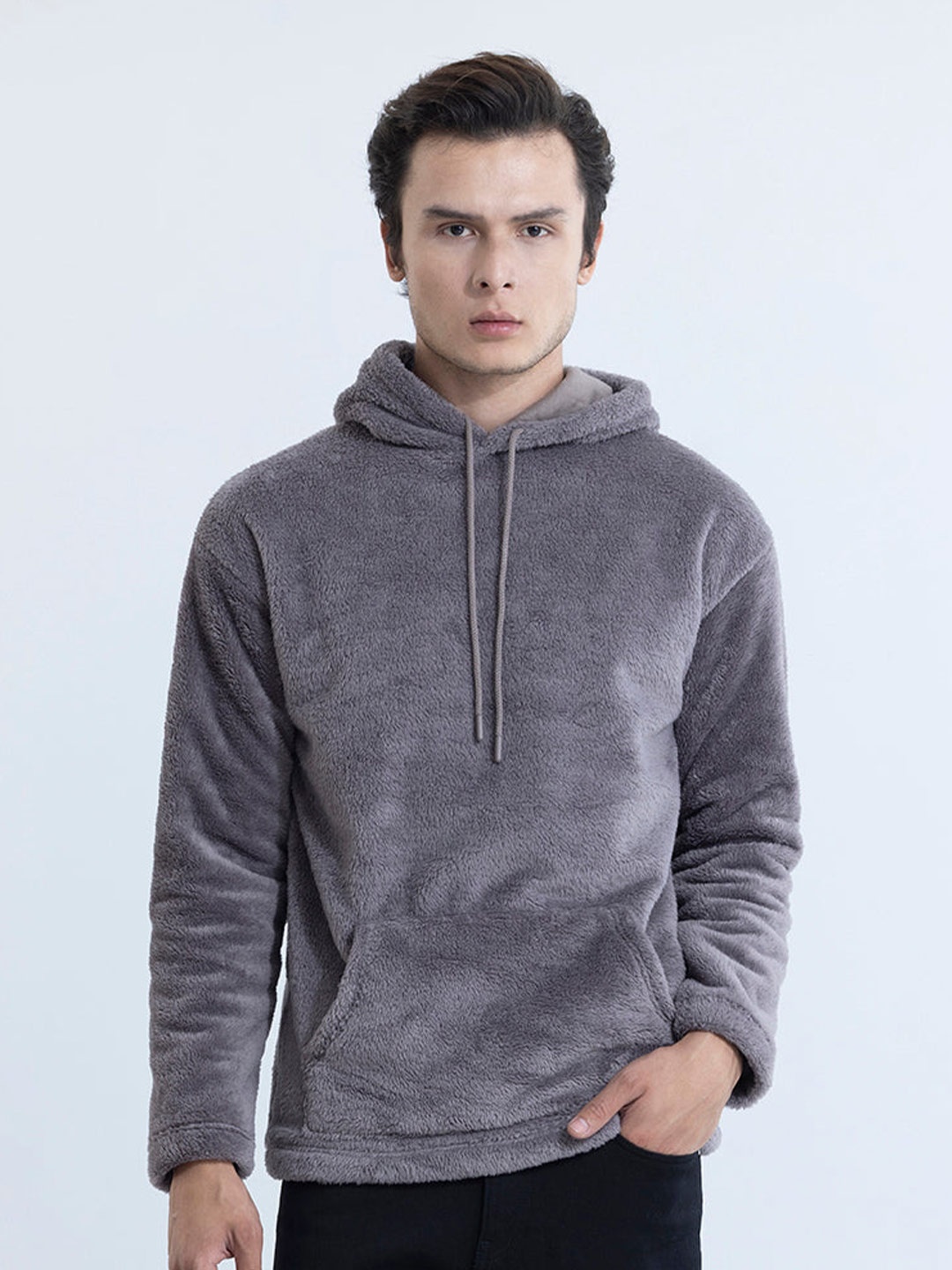 

Snitch Grey Hooded Pure Cotton Pullover Sweatshirt