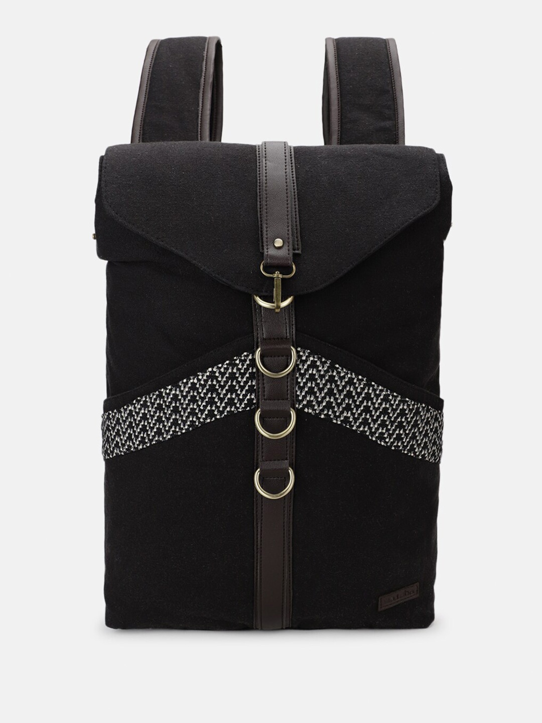 

Maisha Unisex Geometric Printed Backpack, Black