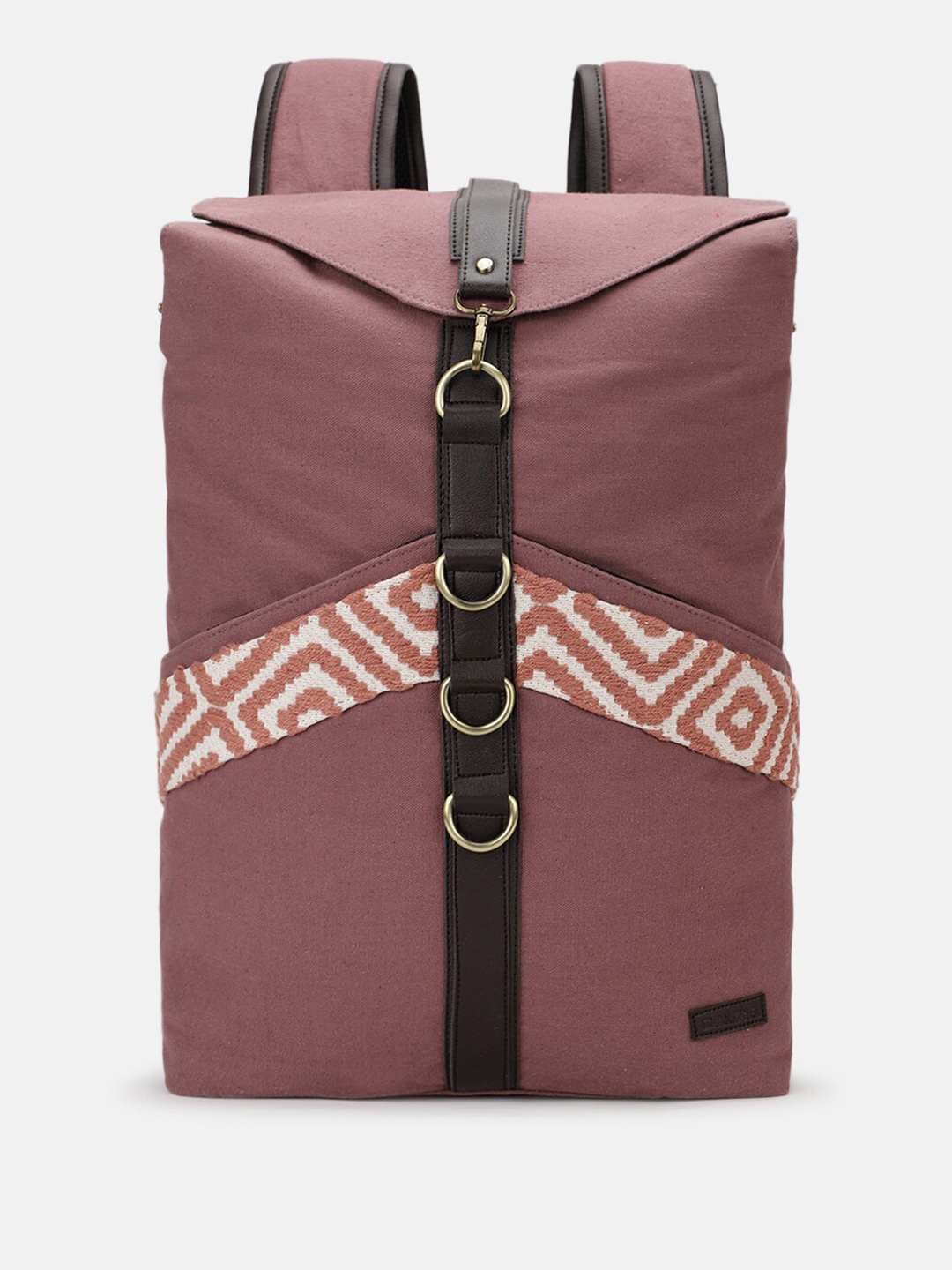 

Maisha Unisex Geometric Printed Backpack, Mauve