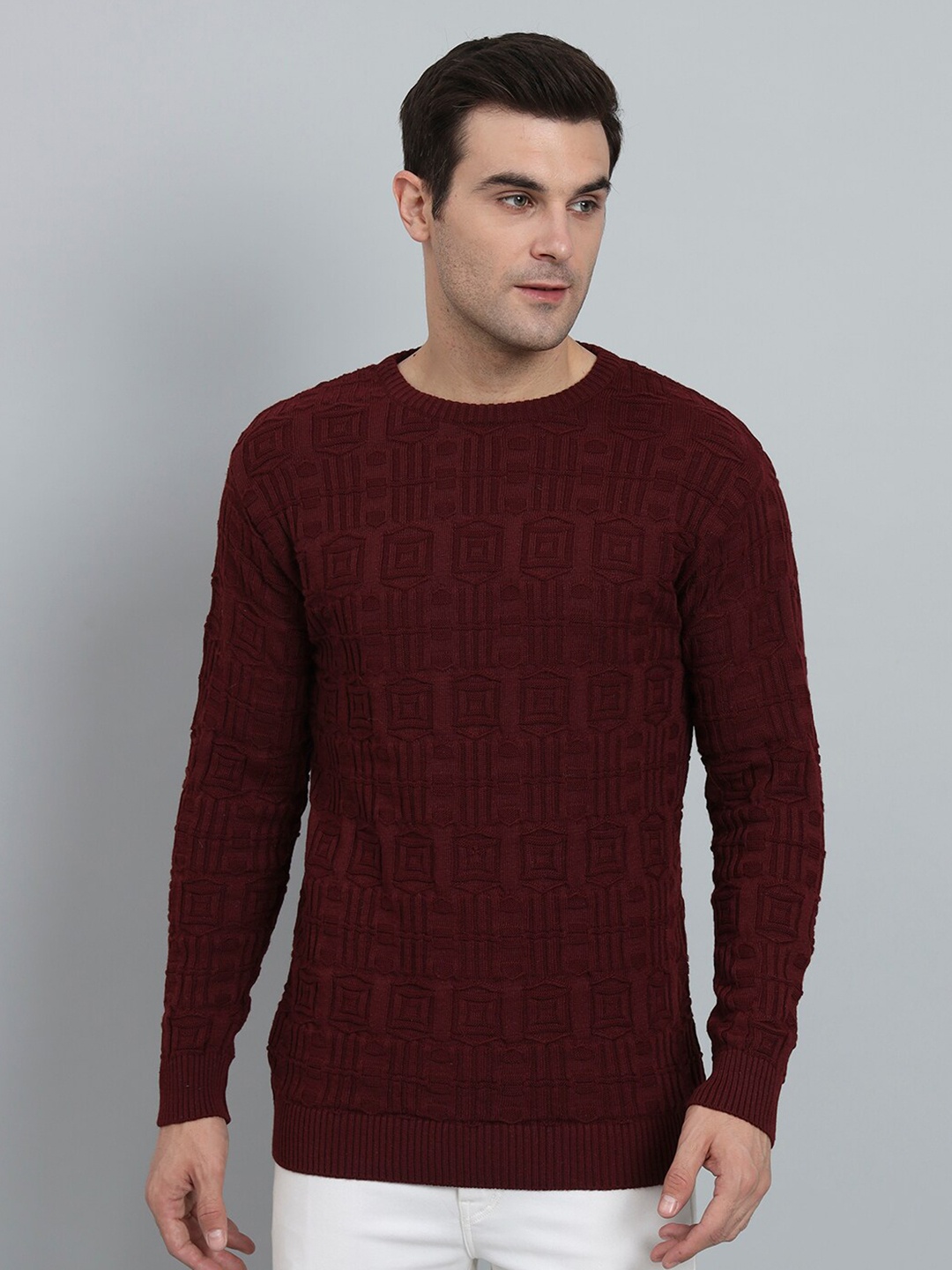 

eWools Round Neck Woollen Pullover, Maroon