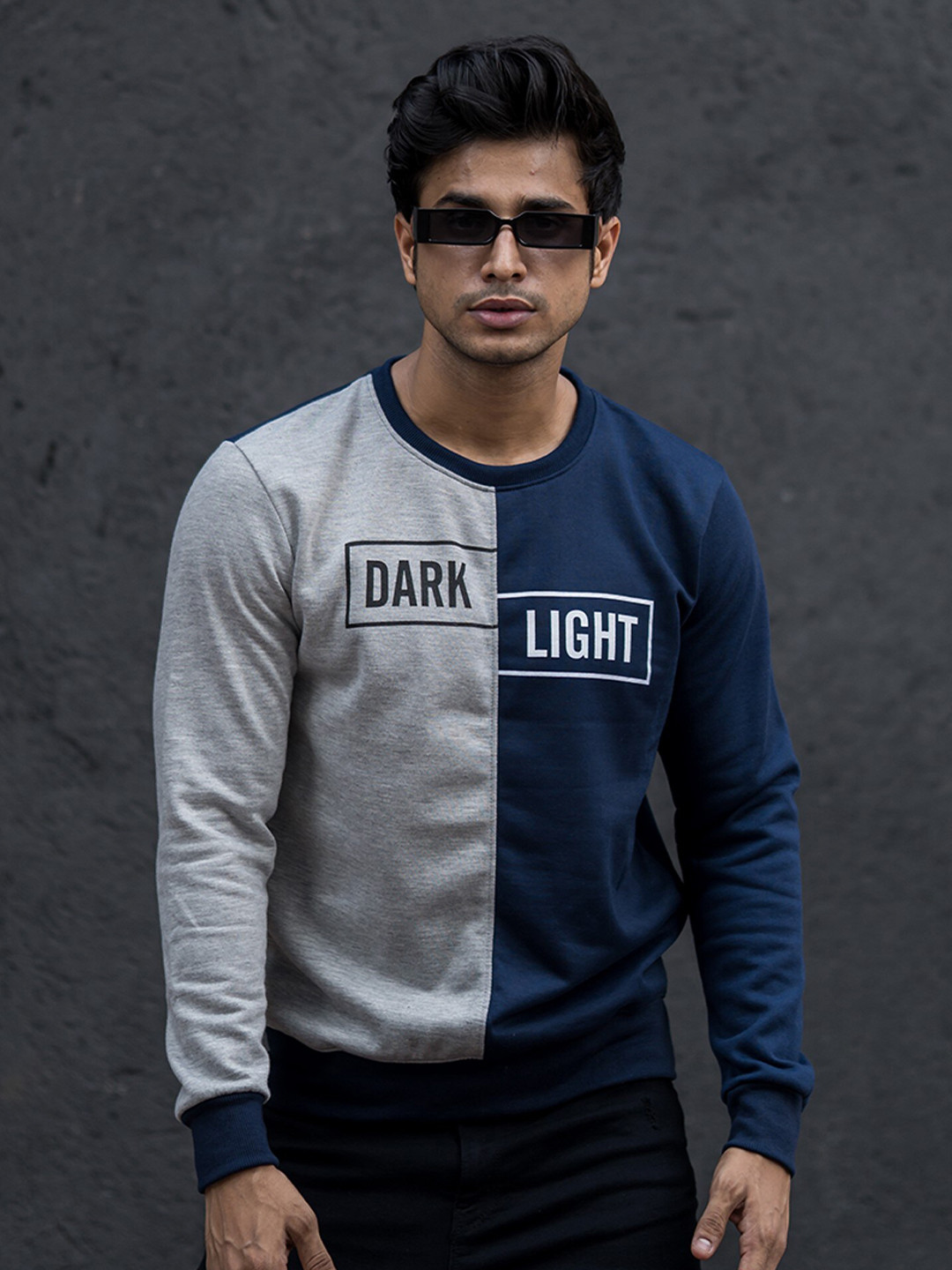 

Maniac Colourblocked Pure Cotton Pullover, Blue
