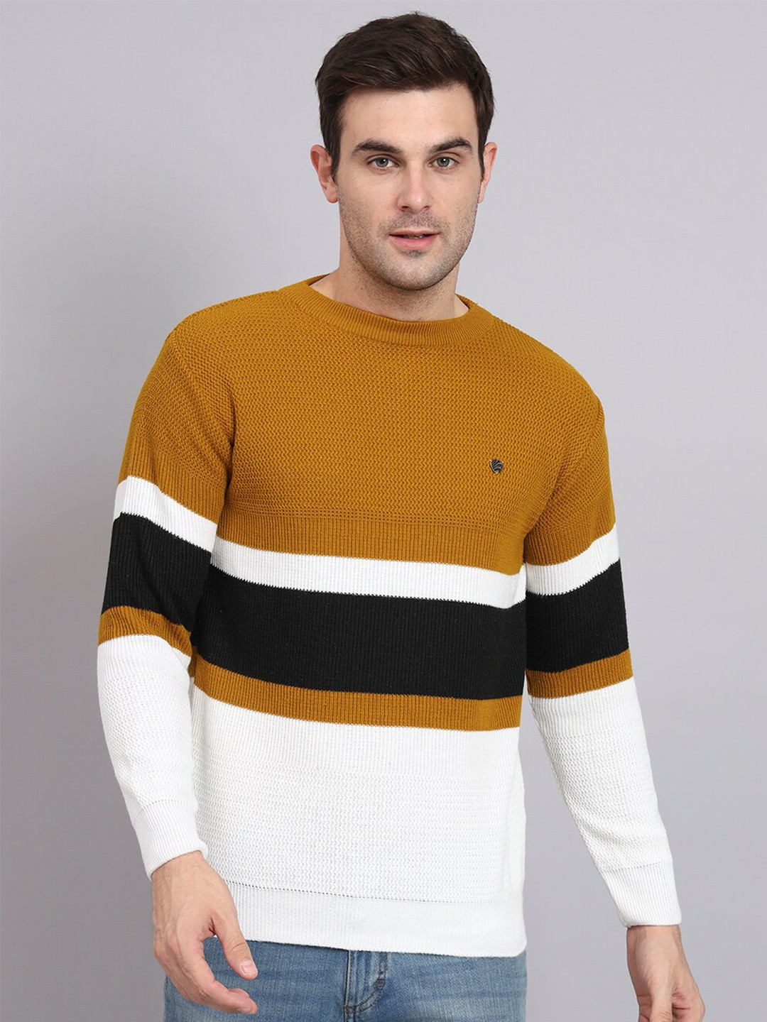 

eWools Colourblocked Acrylic Pullover, Gold