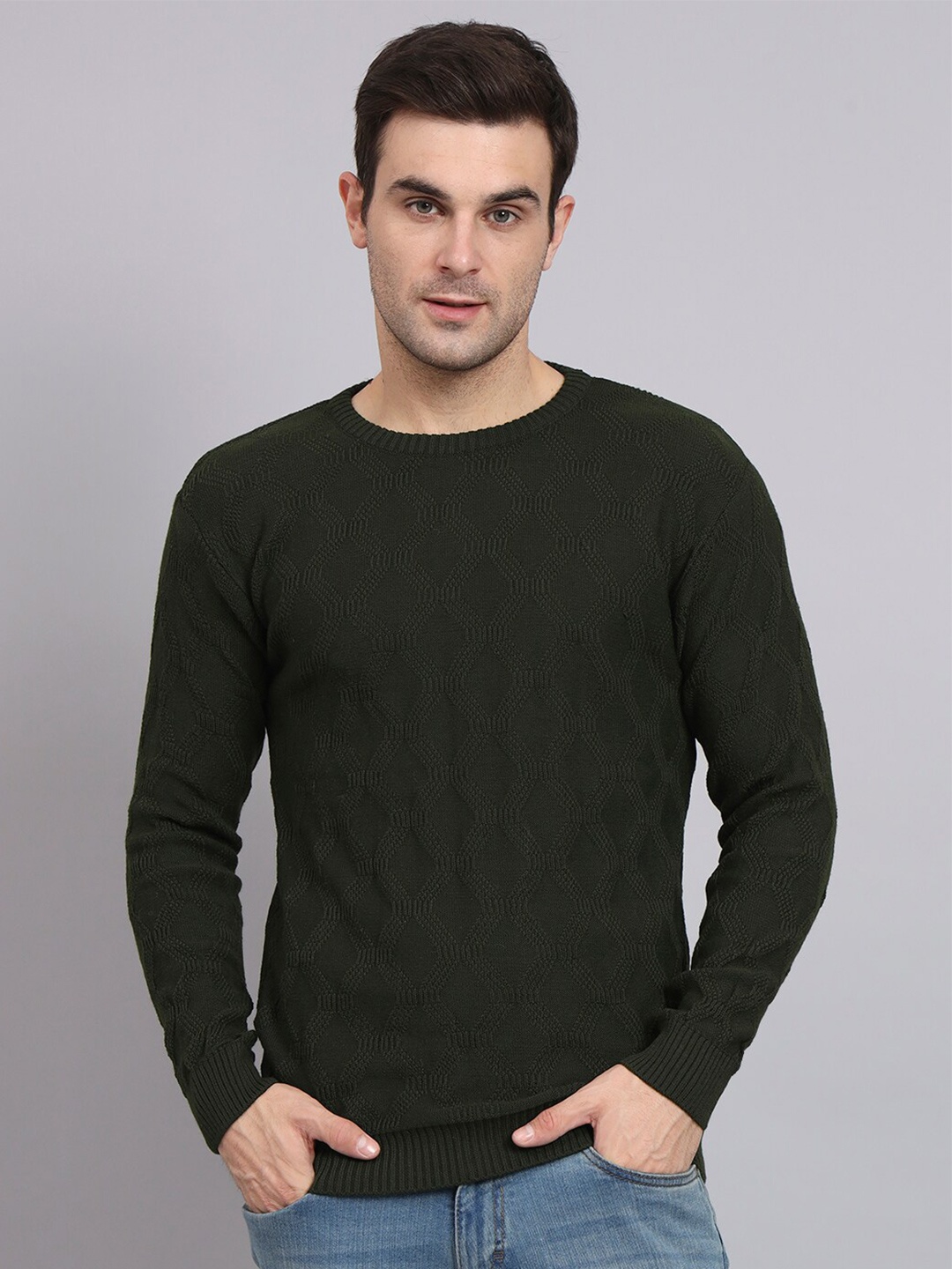 

eWools Cable Knit Acrylic Wool Pullover Sweater, Green