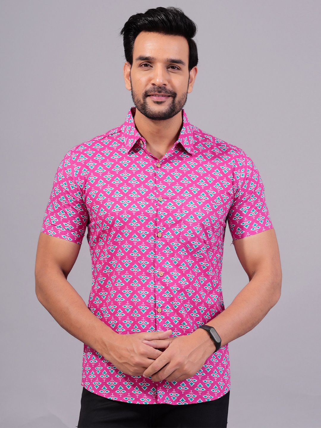 

JAIPURI COLLECTION Floral Printed Cotton Standard Opaque Casual Shirt, Pink