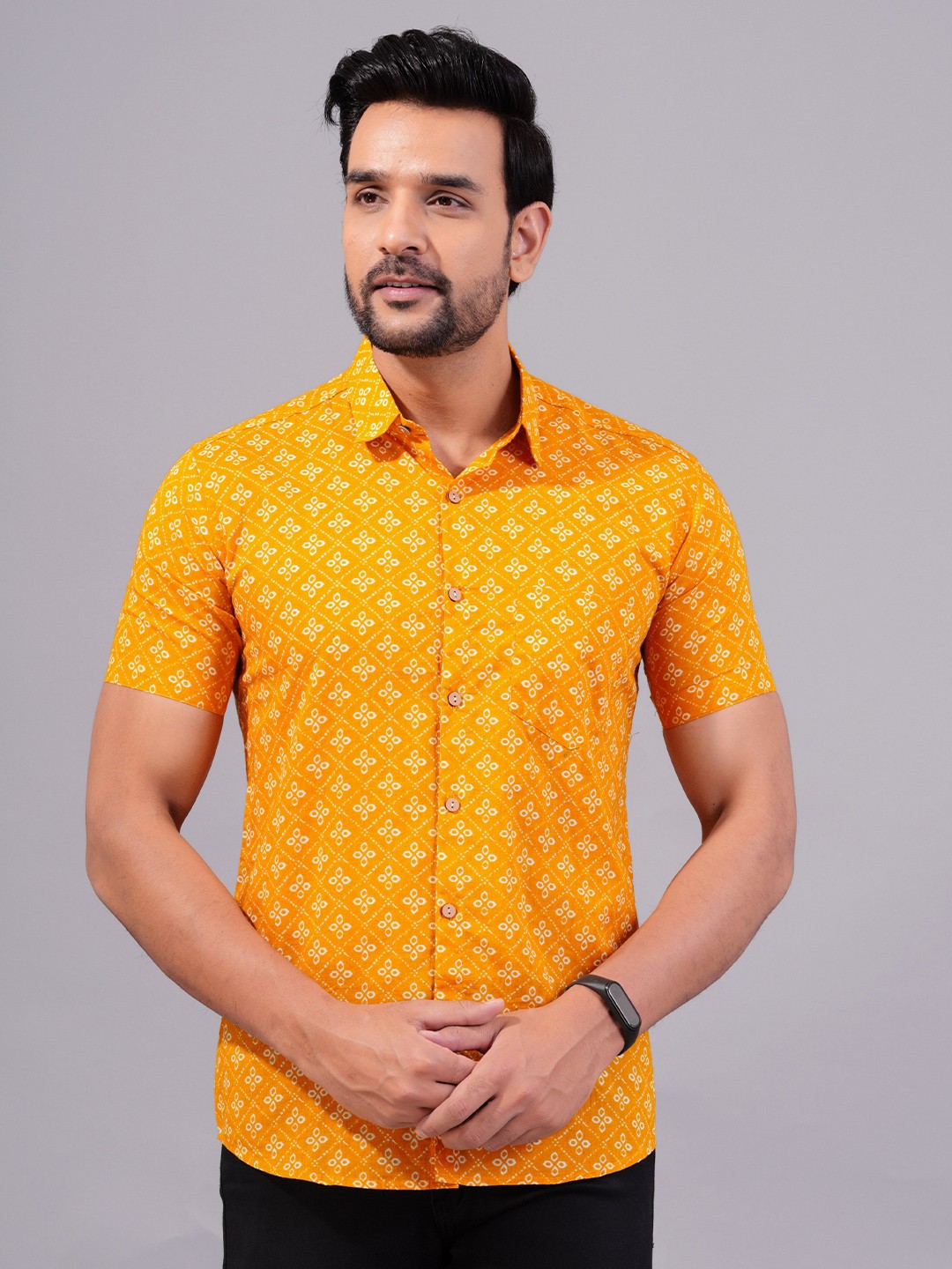 

JAIPURI COLLECTION Floral Printed Cotton Standard Opaque Casual Shirt, Yellow