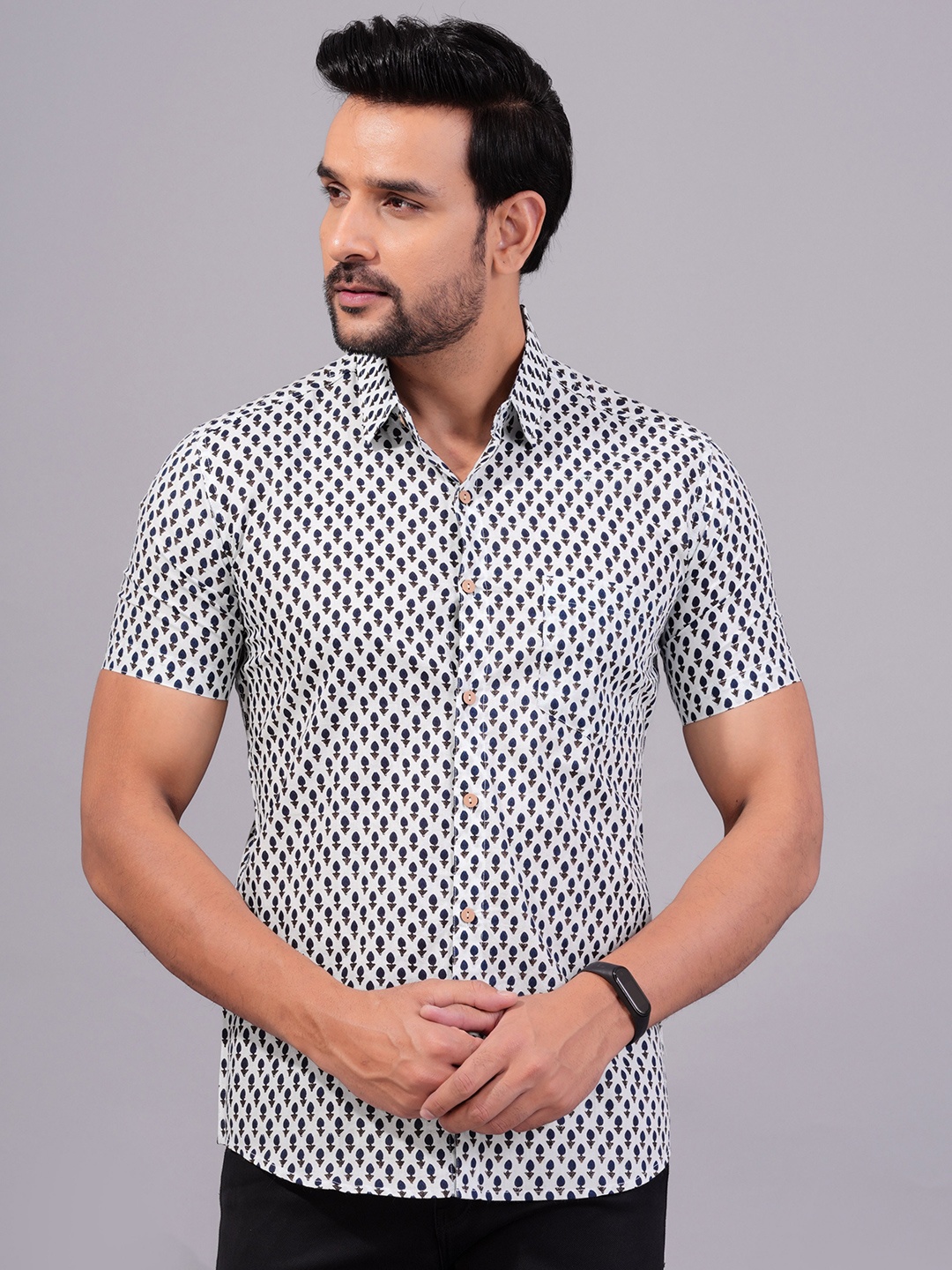 

JAIPURI COLLECTION Floral Printed Cotton Standard Opaque Casual Shirt, White