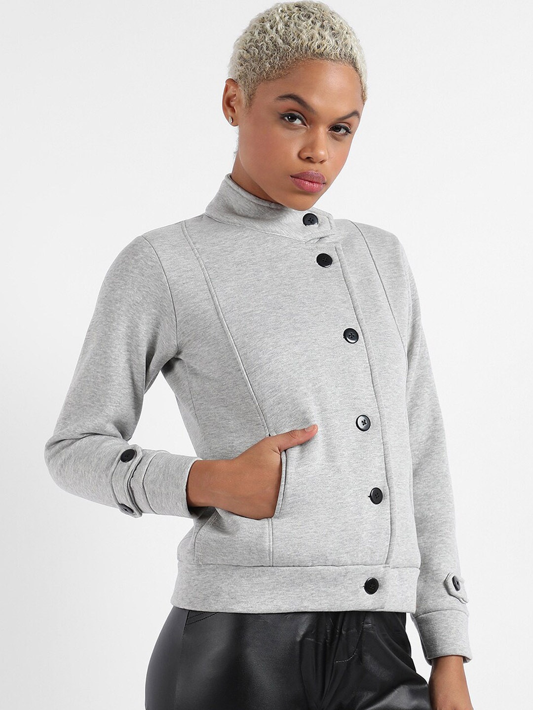 

Campus Sutra Windcheater Outdoor Bomber Jacket, Grey