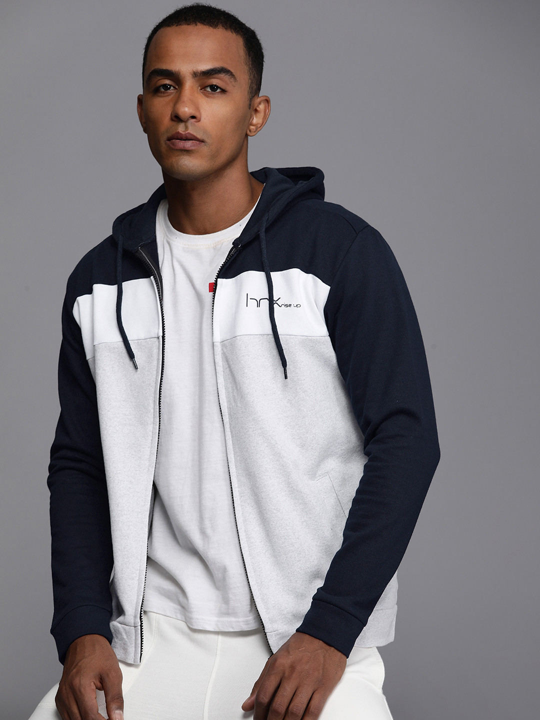 

HRX by Hrithik Roshan Men Colourblocked Hooded Sweatshirt, Blue