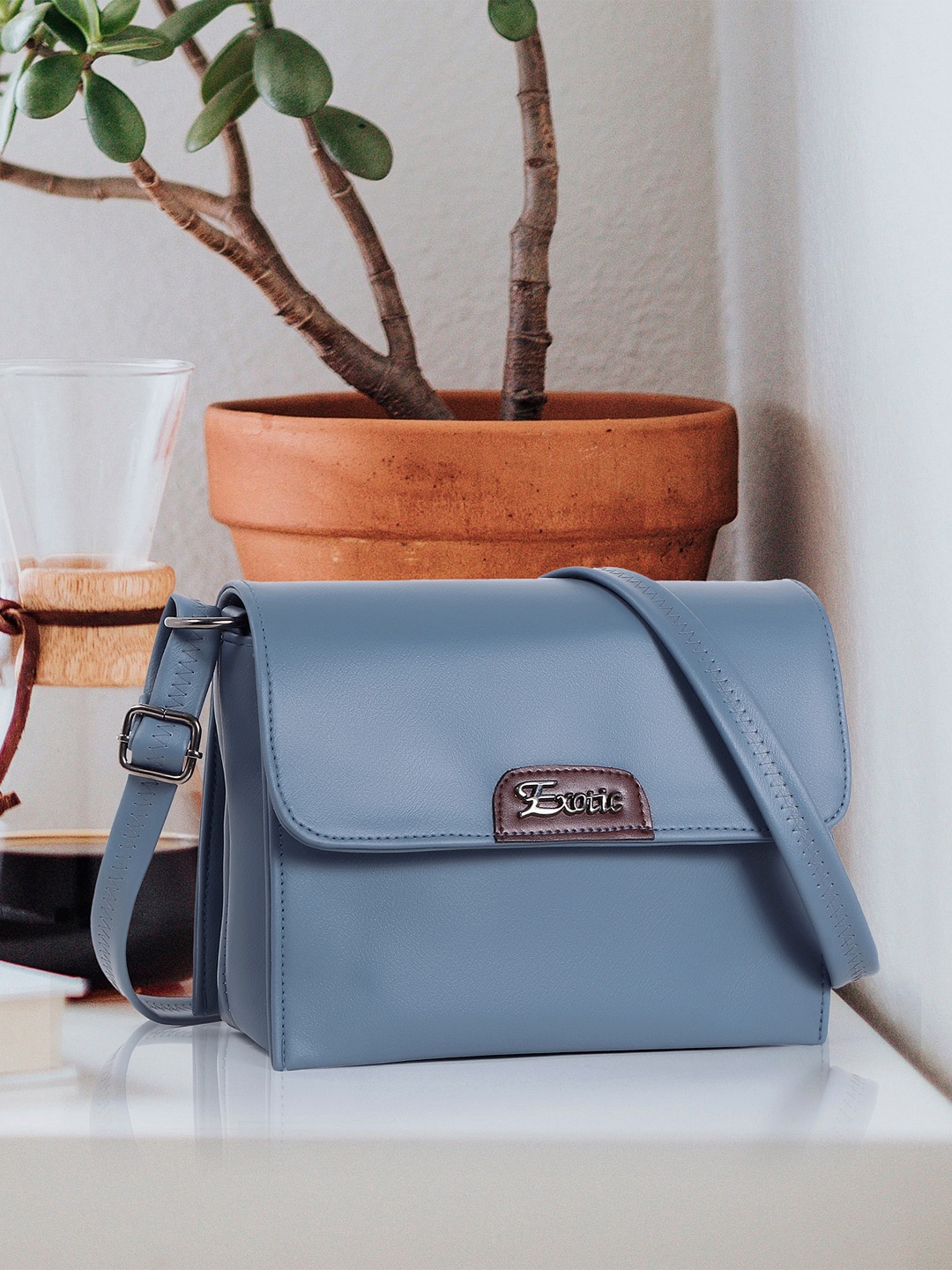 Exotic Structured Sling Bag, Blue