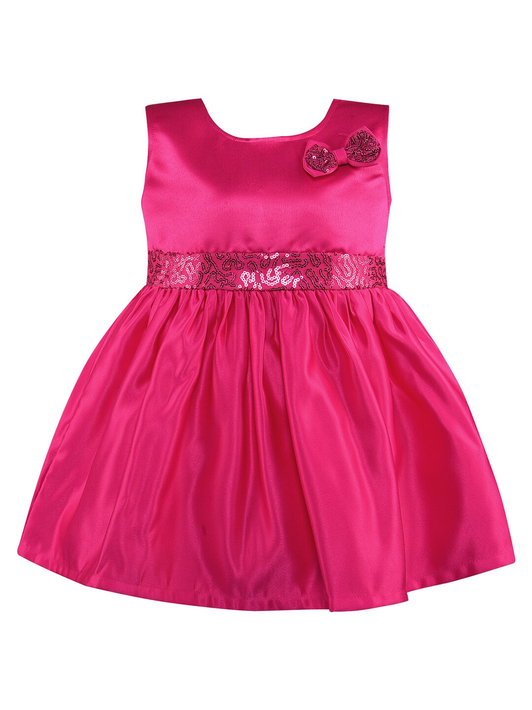 

Wish Karo Pink Satin Fit & Flare Dress