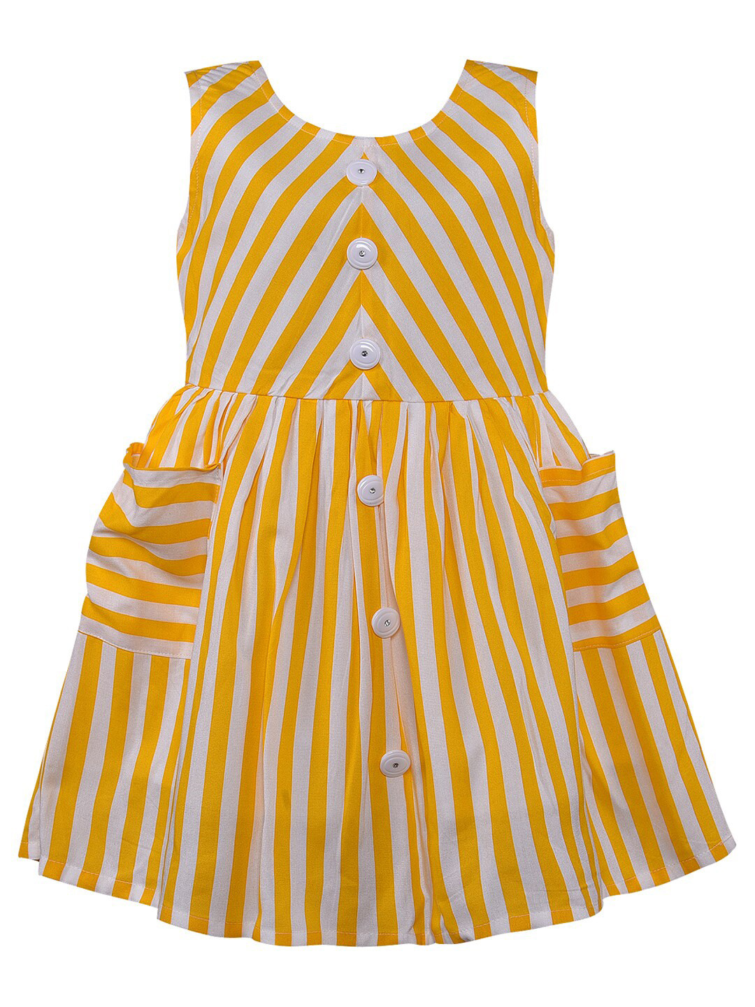 

Wish Karo Yellow Striped A-Line Dress