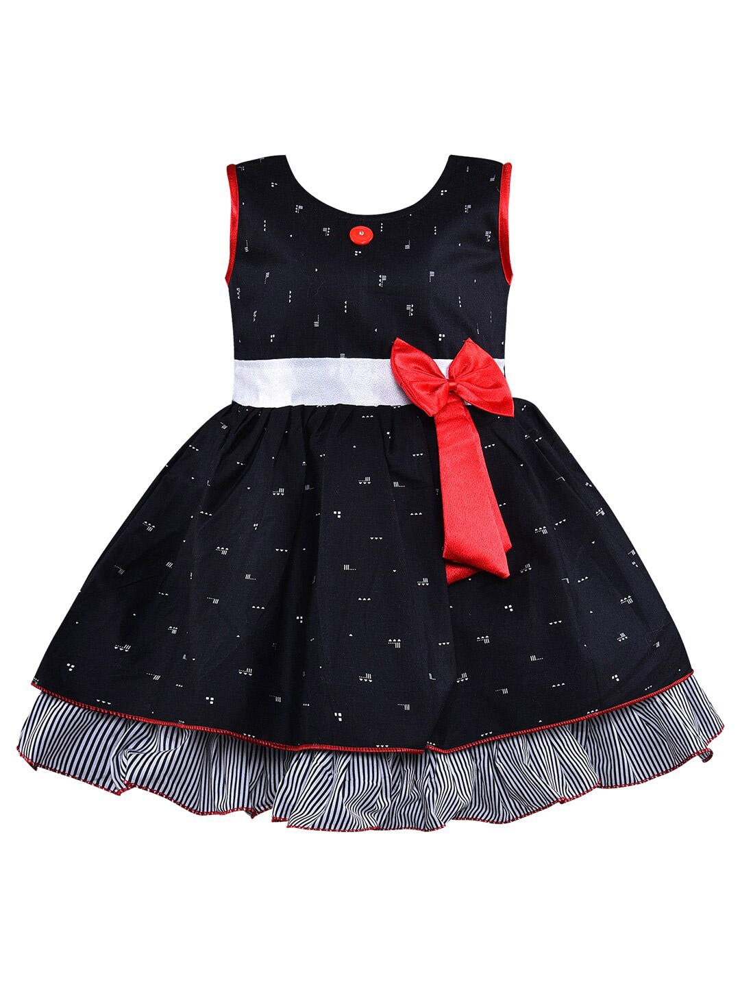 

Wish Karo Navy Blue Print Fit & Flare Dress