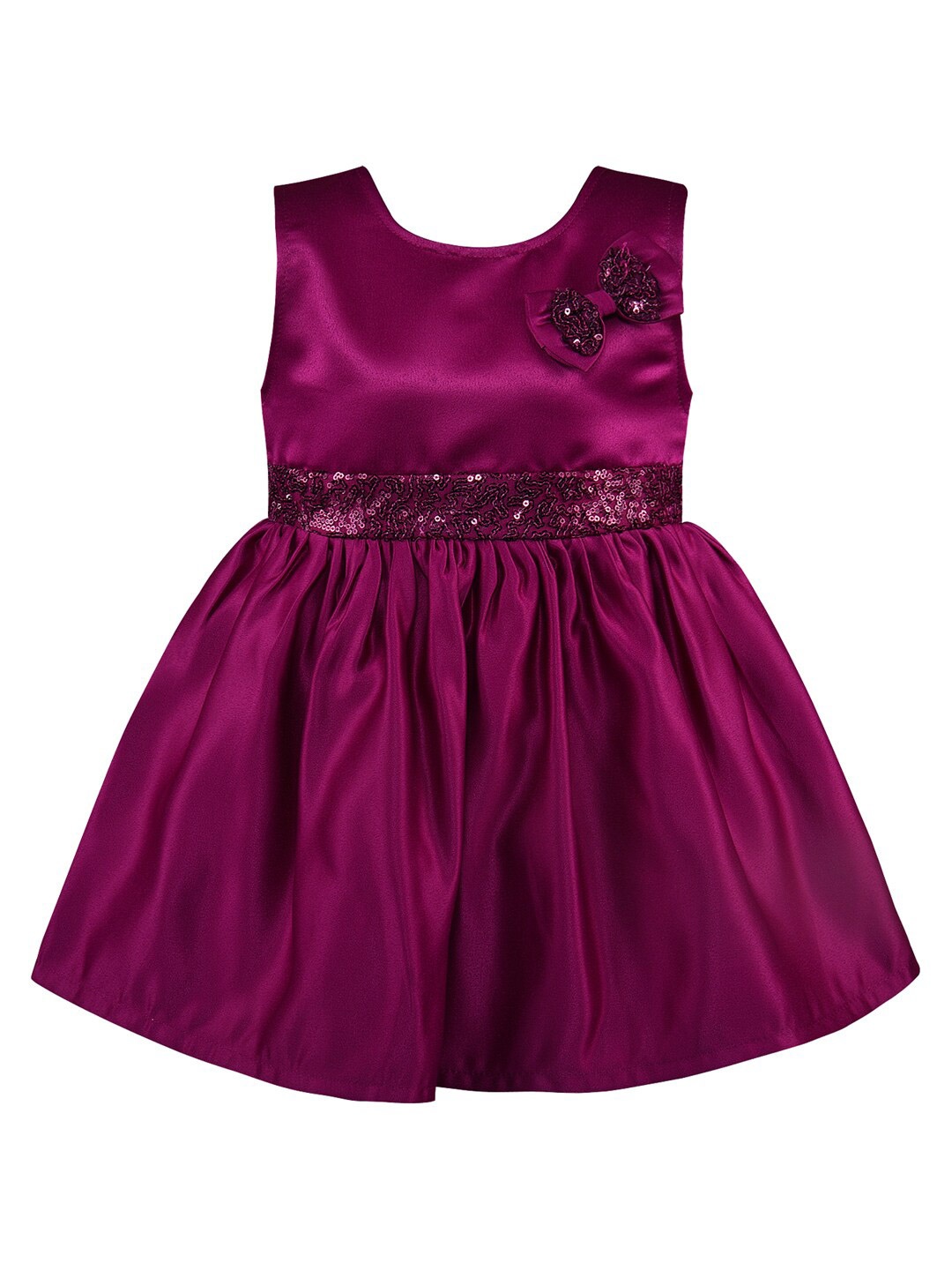 

Wish Karo Purple Satin Fit & Flare Dress