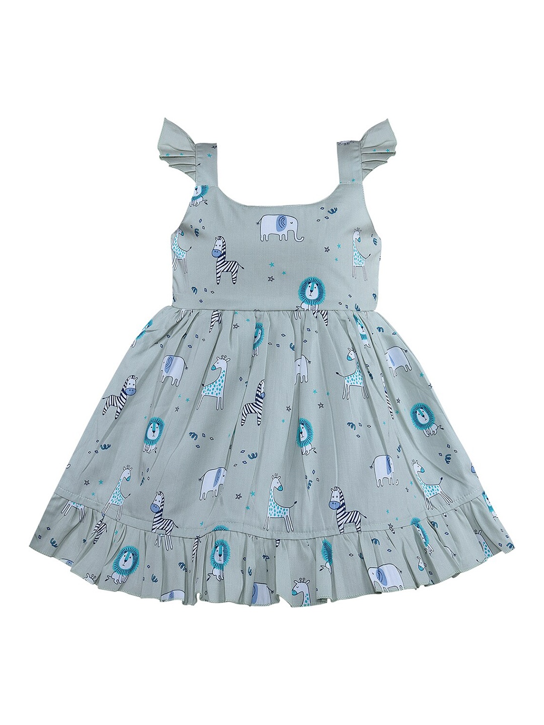 

Wish Karo Green Print Fit & Flare Dress