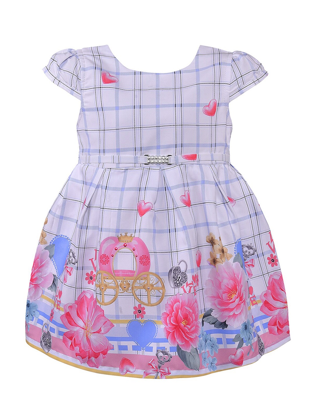 

Wish Karo Blue Floral Print Satin Fit & Flare Dress